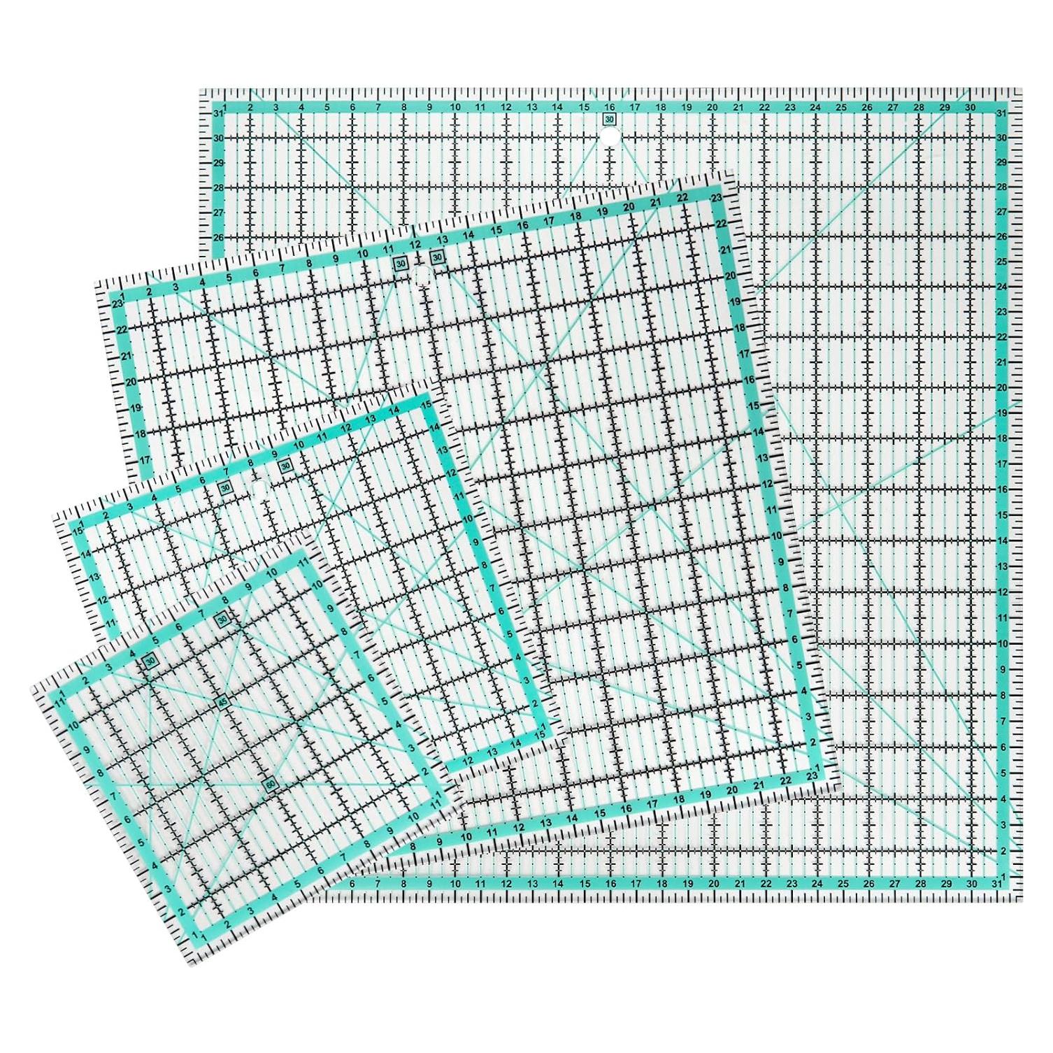 Juego de 4 Reglas de Acolchado Cuadradas MANUFORE 32cm a 12cm