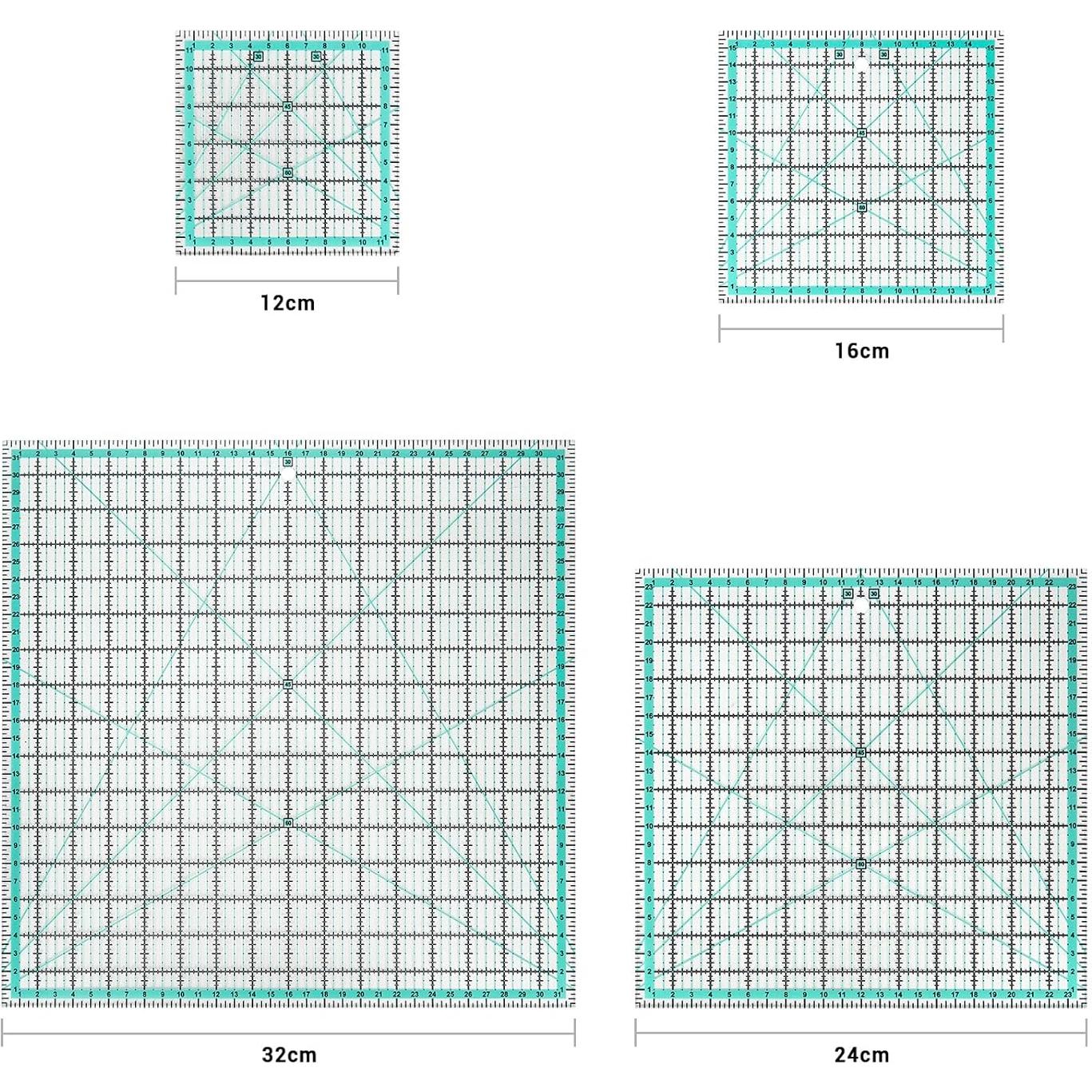 Juego de 4 Reglas de Acolchado Cuadradas MANUFORE 32cm a 12cm