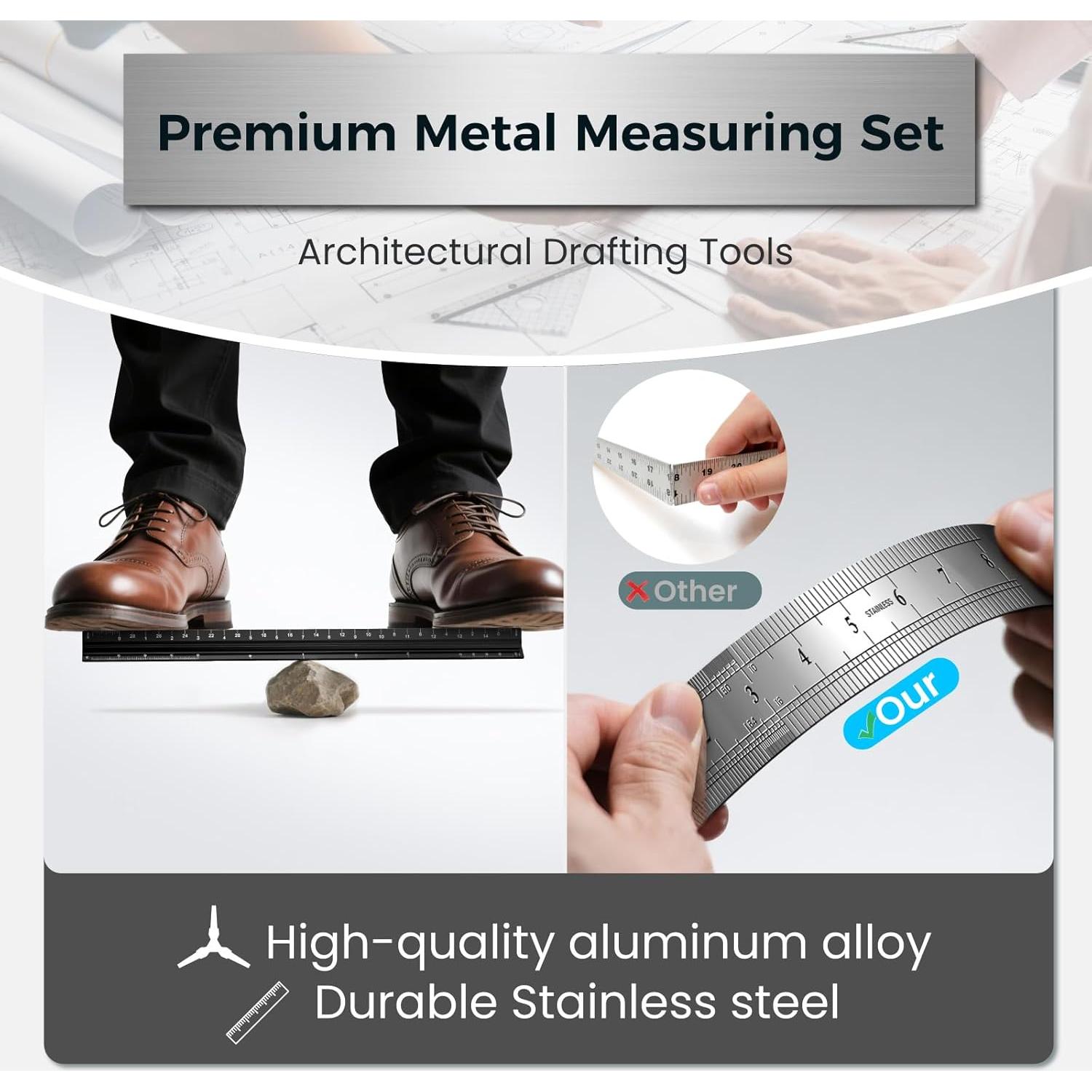 Regla de Escala Arquitectónica THLHKD 30.48 cm Metal Negro