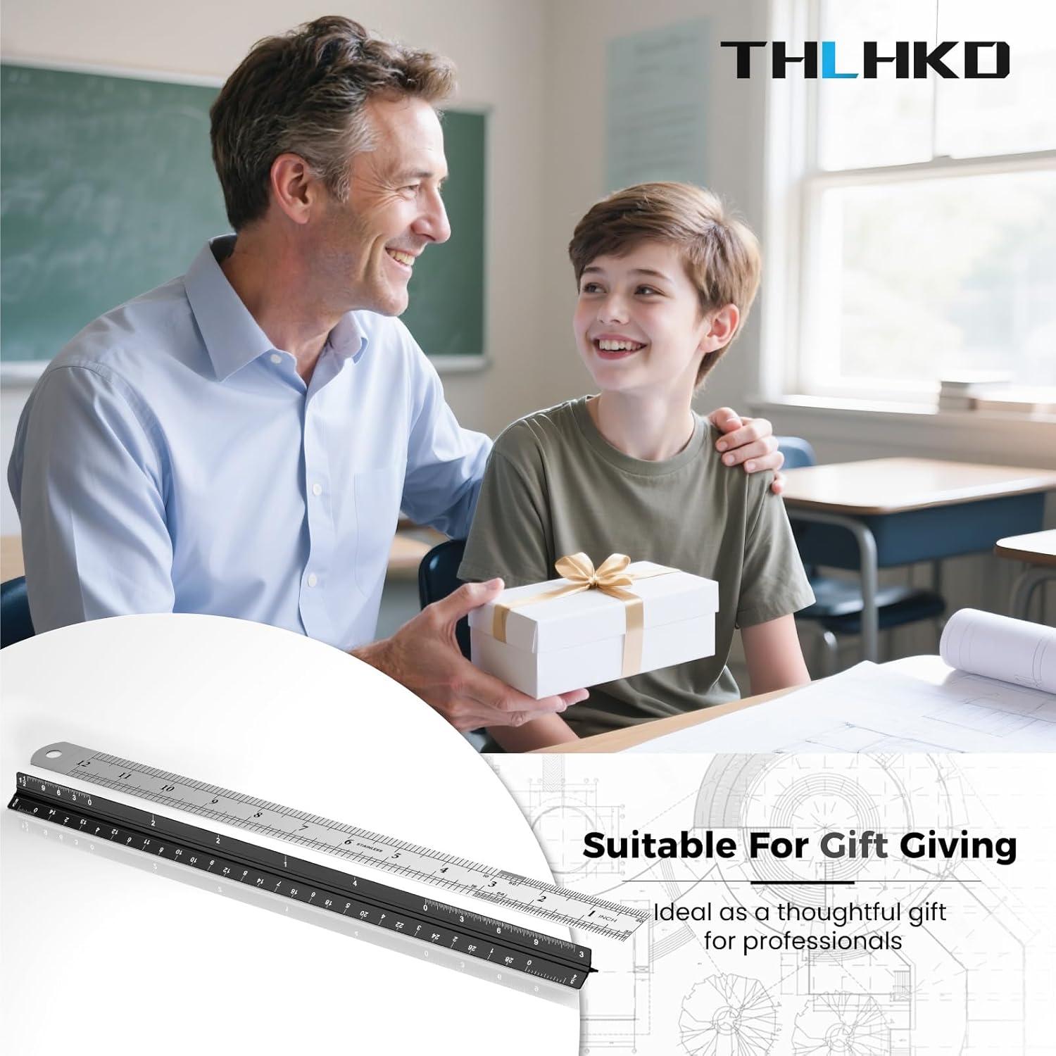 Regla de Escala Arquitectónica THLHKD 30.48 cm Metal Negro