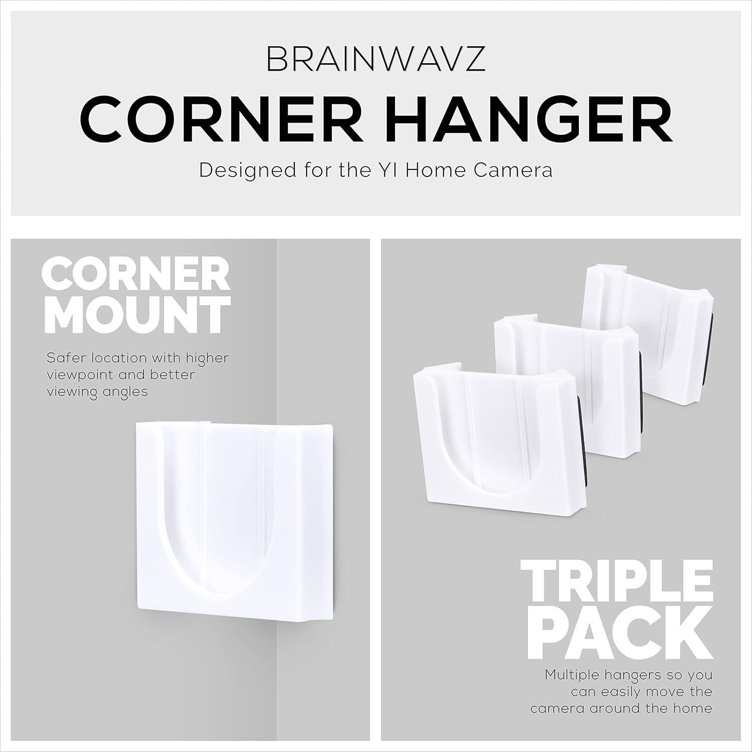 Soporte de pared en esquina Brainwavz para cámara YI Home - 3 unidades