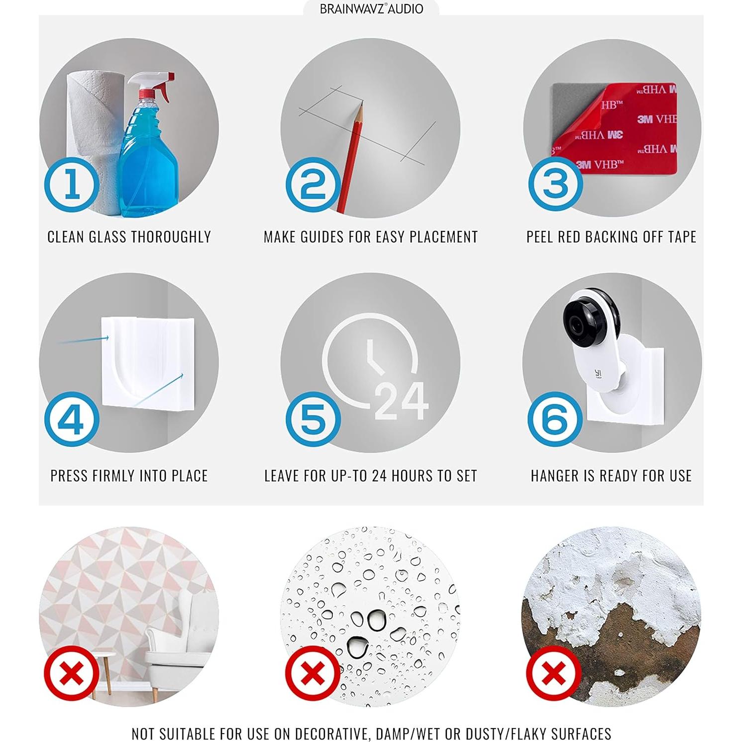 Soporte de pared en esquina Brainwavz para cámara YI Home - 3 unidades