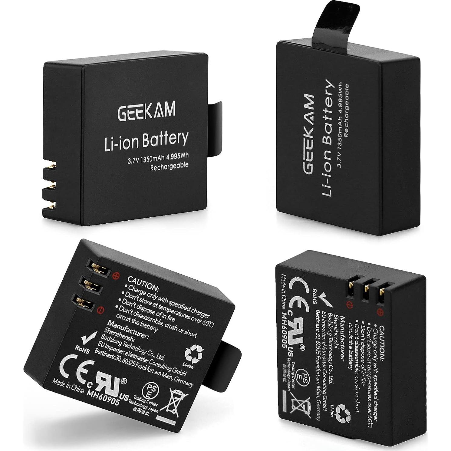 Batería Recargable GEEKAM 2x1350mAh para Cámara de Acción