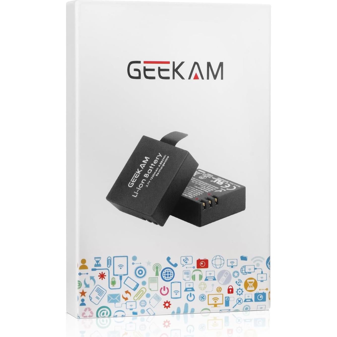Batería Recargable GEEKAM 2x1350mAh para Cámara de Acción