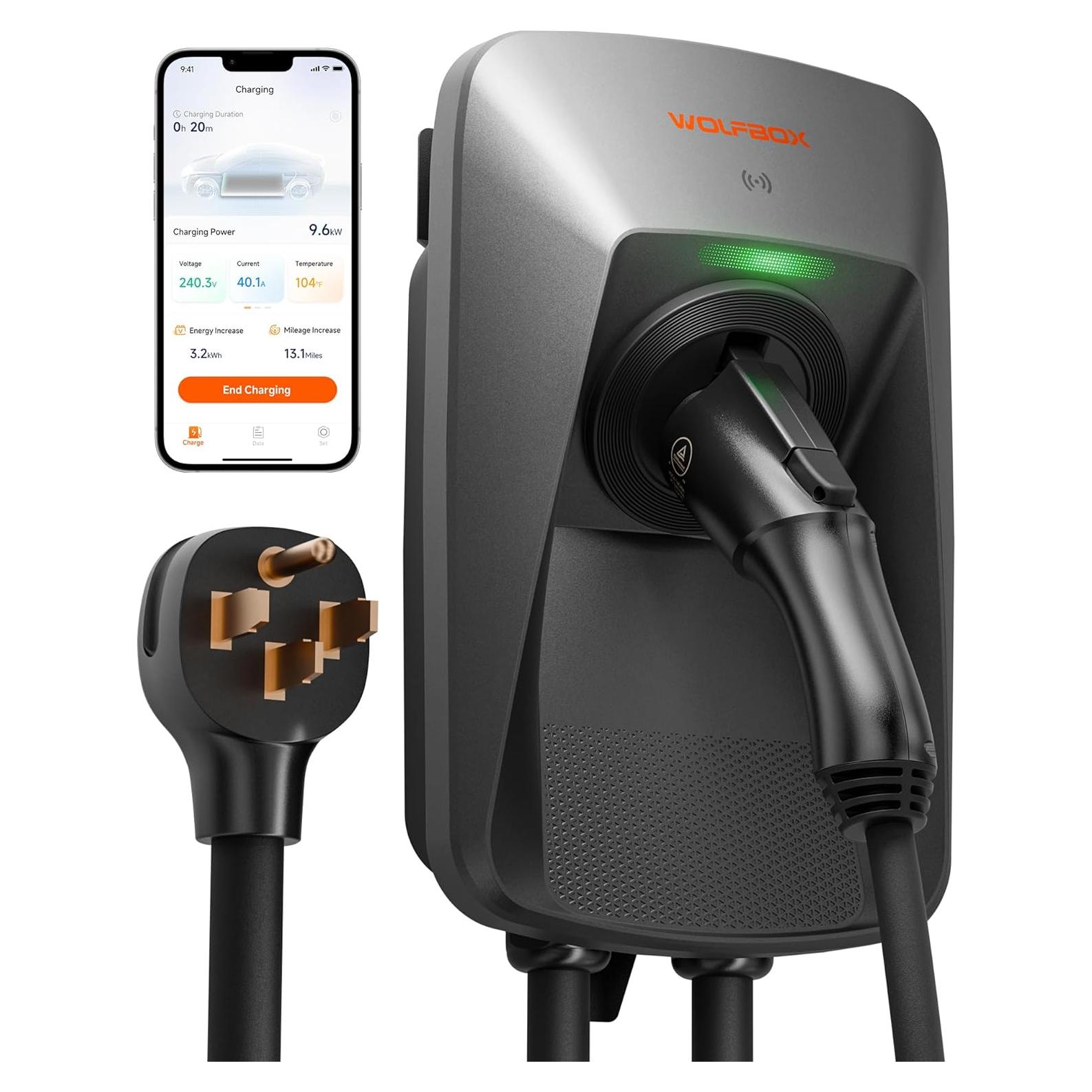 Cargador de EV WOLFBOX WE40 Nivel 2 40A J1772 7.62m