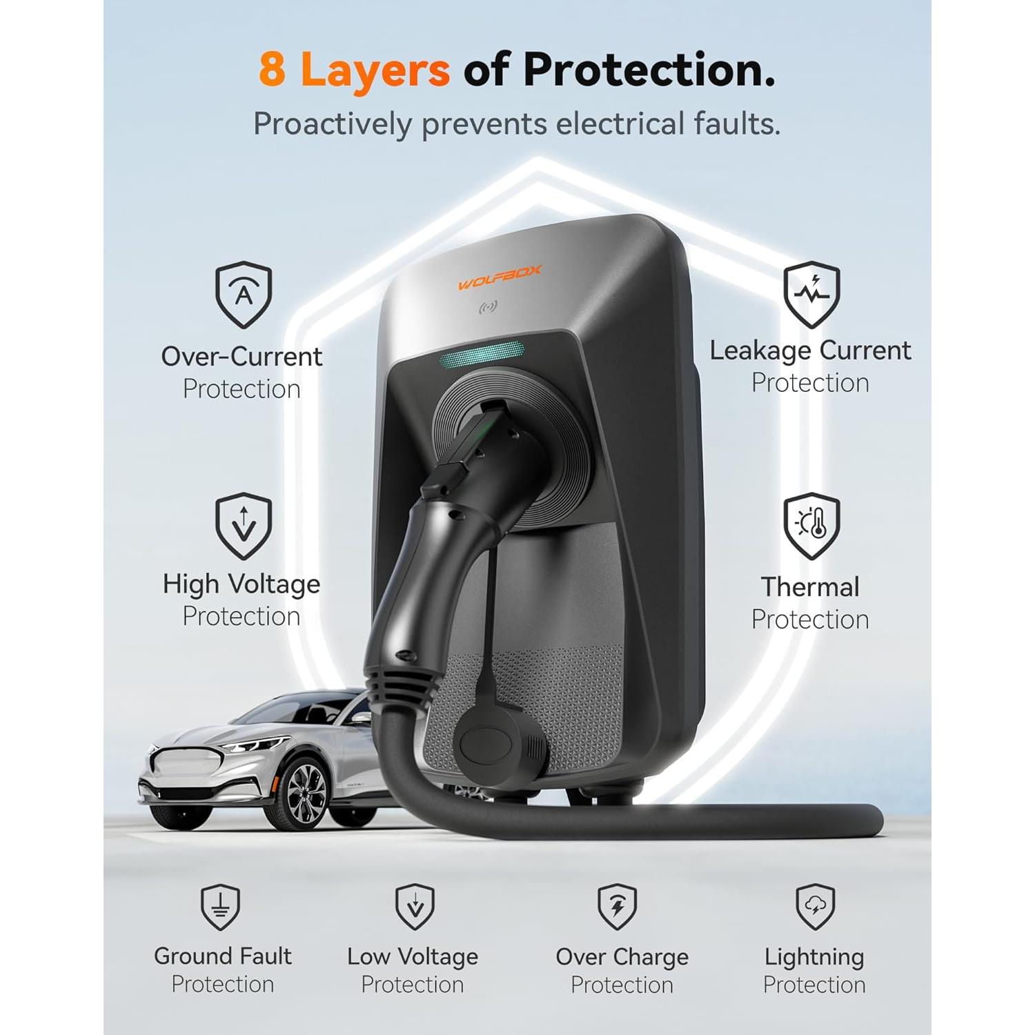 Cargador de EV WOLFBOX WE40 Nivel 2 40A J1772 7.62m