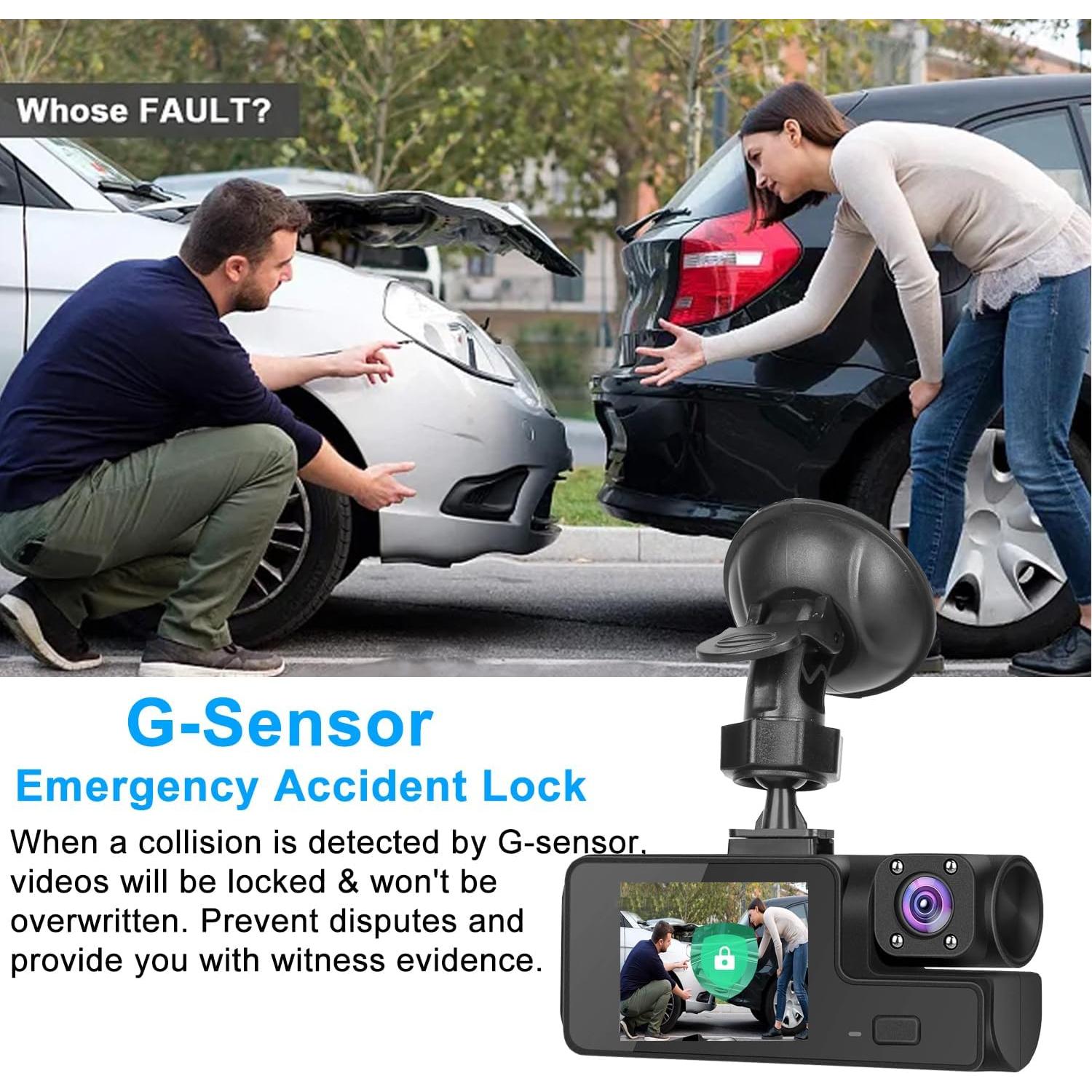 Cámara de tablero 3 Canales 1080P MeiqiLS con G-Sensor