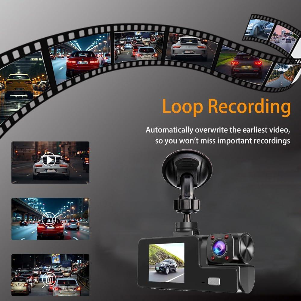 Cámara de tablero 3 Canales 1080P MeiqiLS con G-Sensor