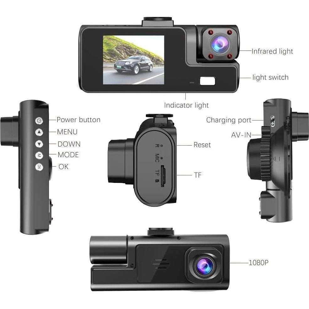 Cámara de tablero 3 Canales 1080P MeiqiLS con G-Sensor