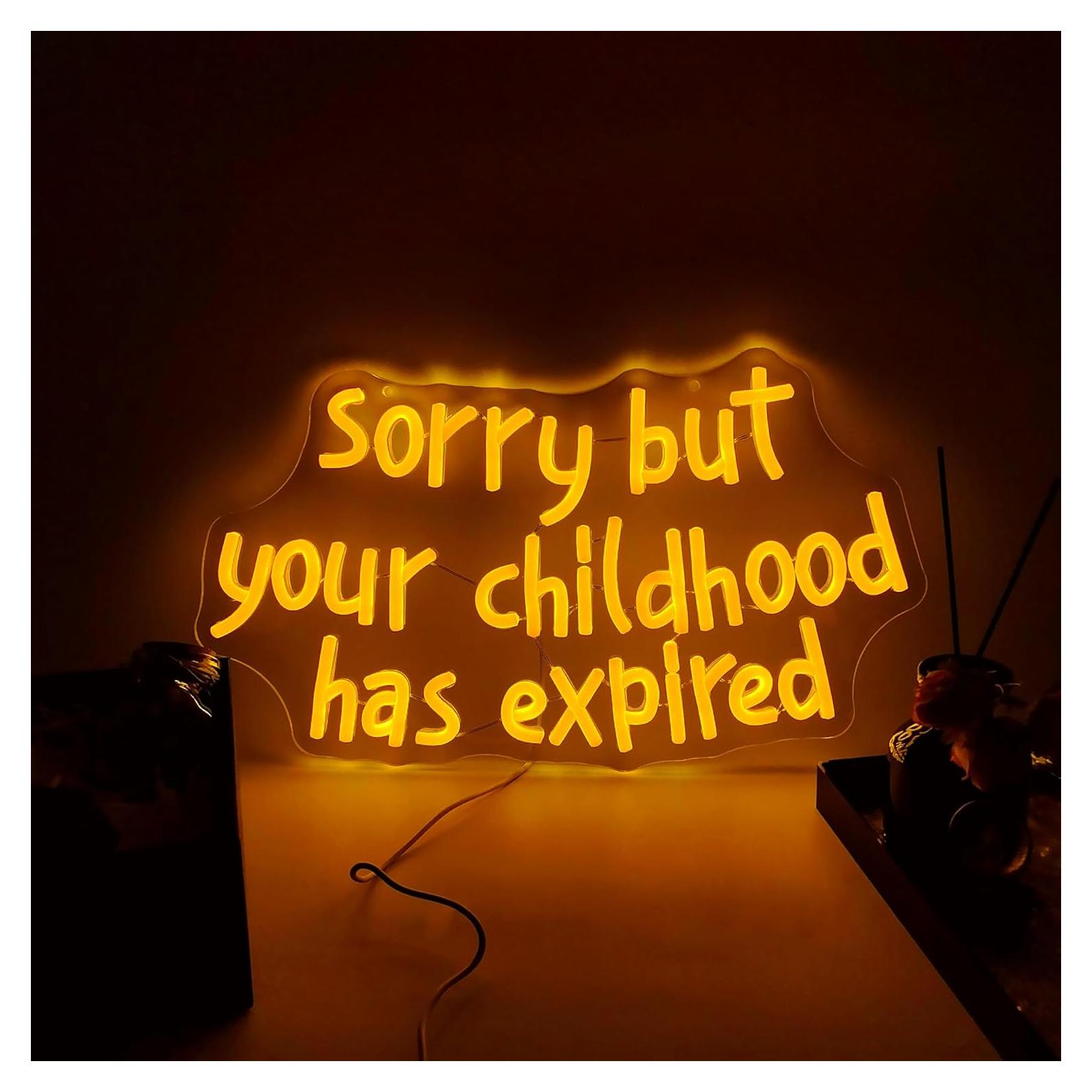 Letrero de Neón LED XUENEYSILED 'Infancia Expirada' 44x25cm