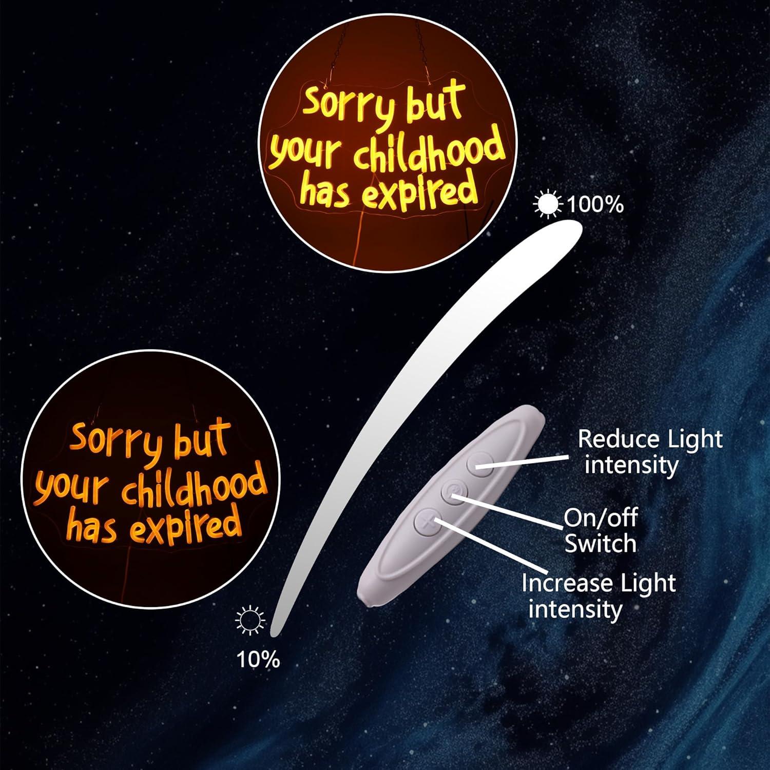 Letrero de Neón LED XUENEYSILED 'Infancia Expirada' 44x25cm