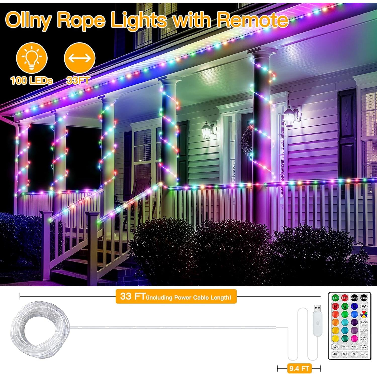 Luces de Cuerda Ollny 10M 100 LED Multicolores Impermeables