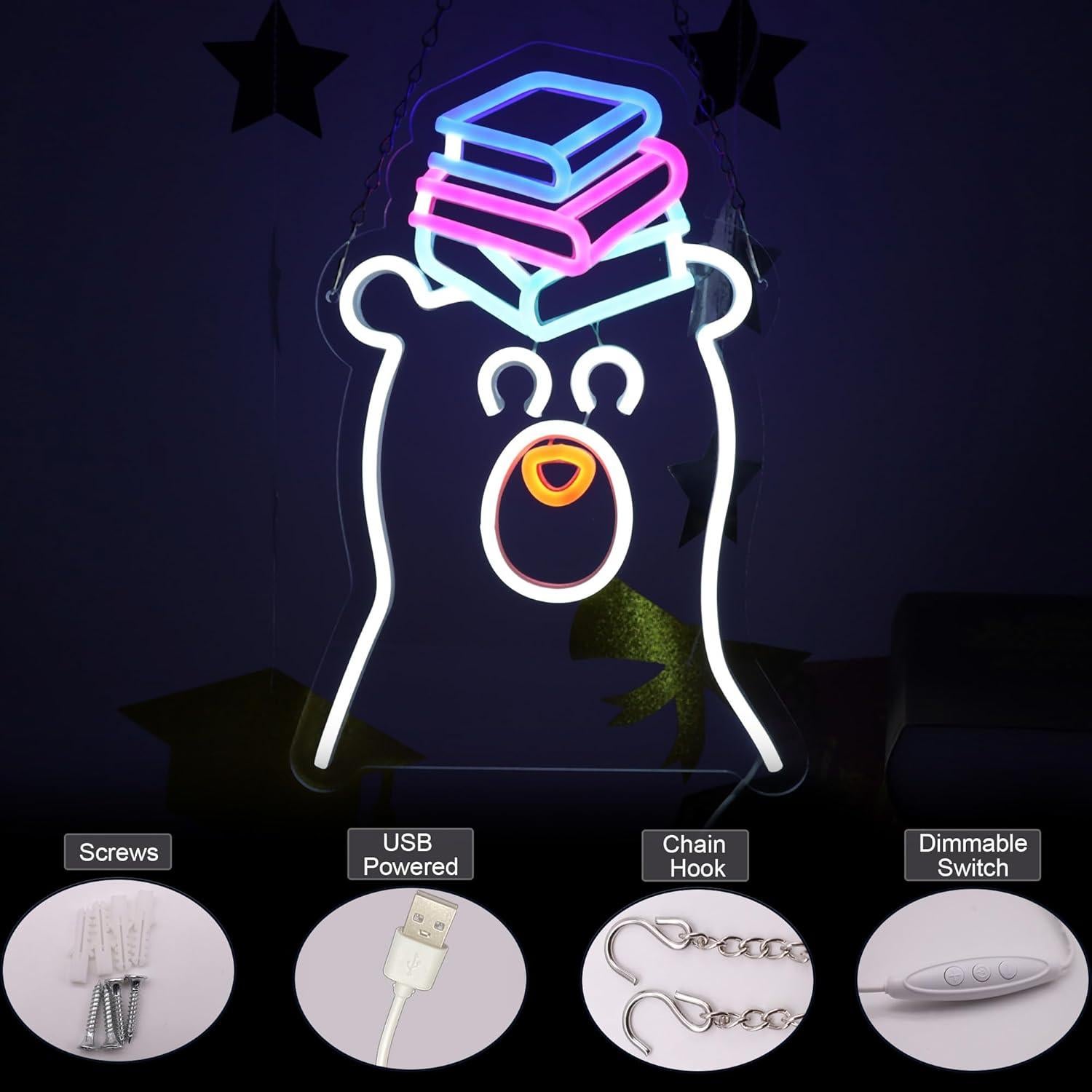 Luz de neón LED Oso con Libros XUENEYSILED 0.52 kg