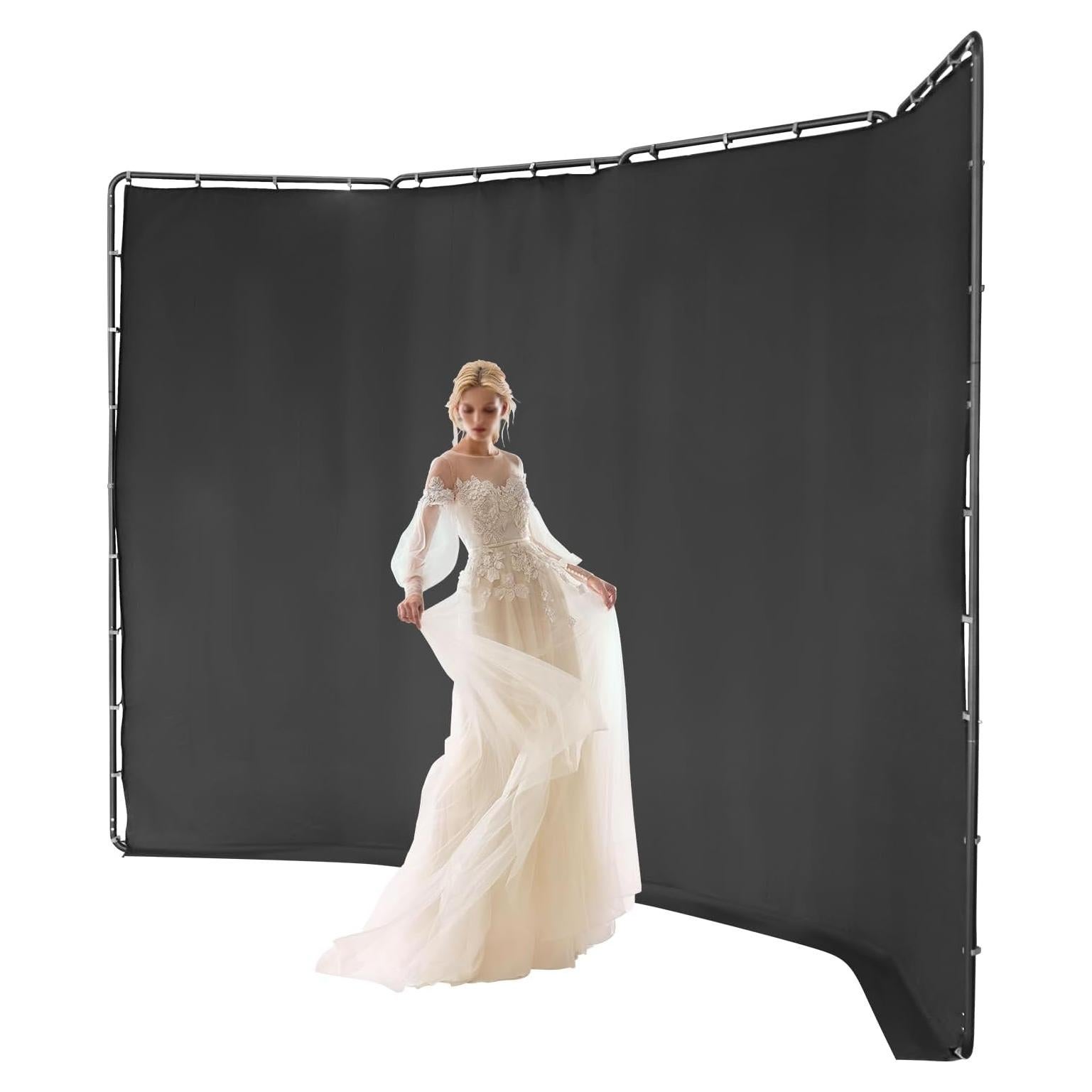 Pantalla de Fondo Negra 4x2.4m Fifizoo con Soporte Plegable