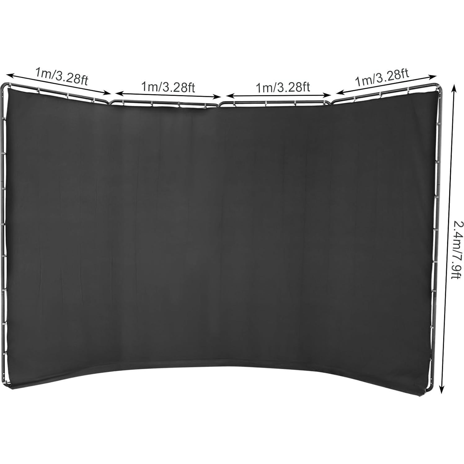 Pantalla de Fondo Negra 4x2.4m Fifizoo con Soporte Plegable