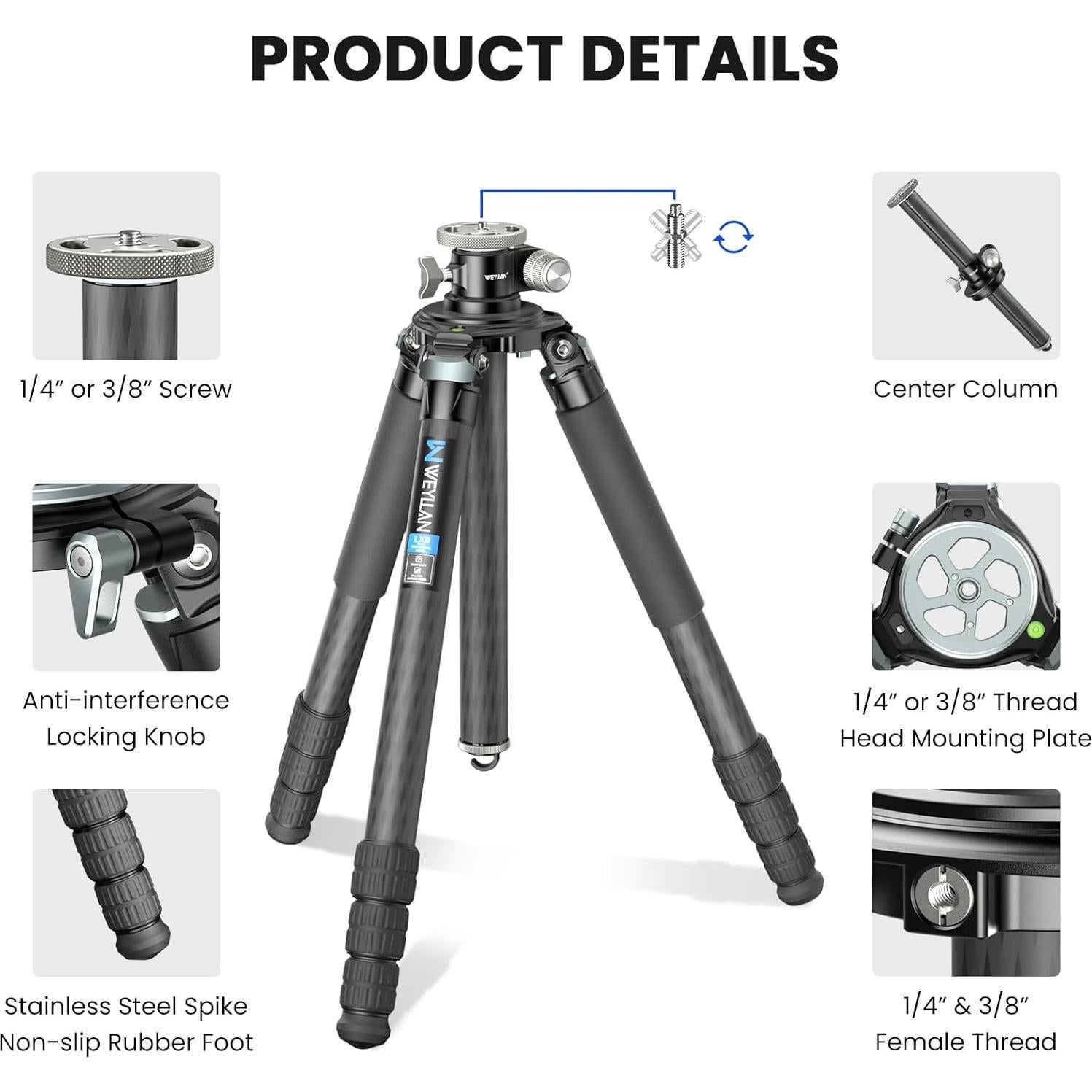 Trípode Horizontal WEYLLAN LX9 de Fibra de Carbono 40kg