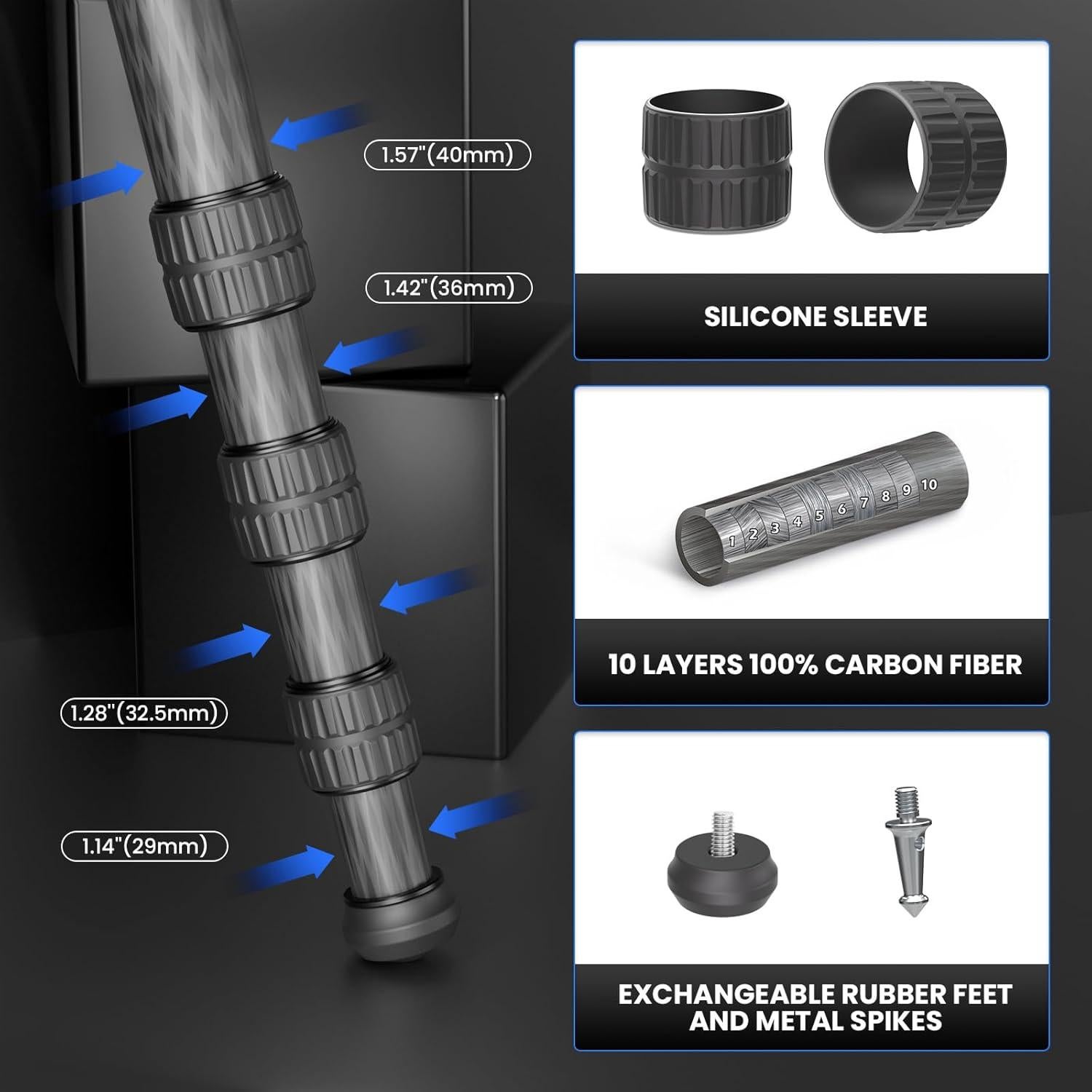Trípode Horizontal WEYLLAN LX9 de Fibra de Carbono 40kg