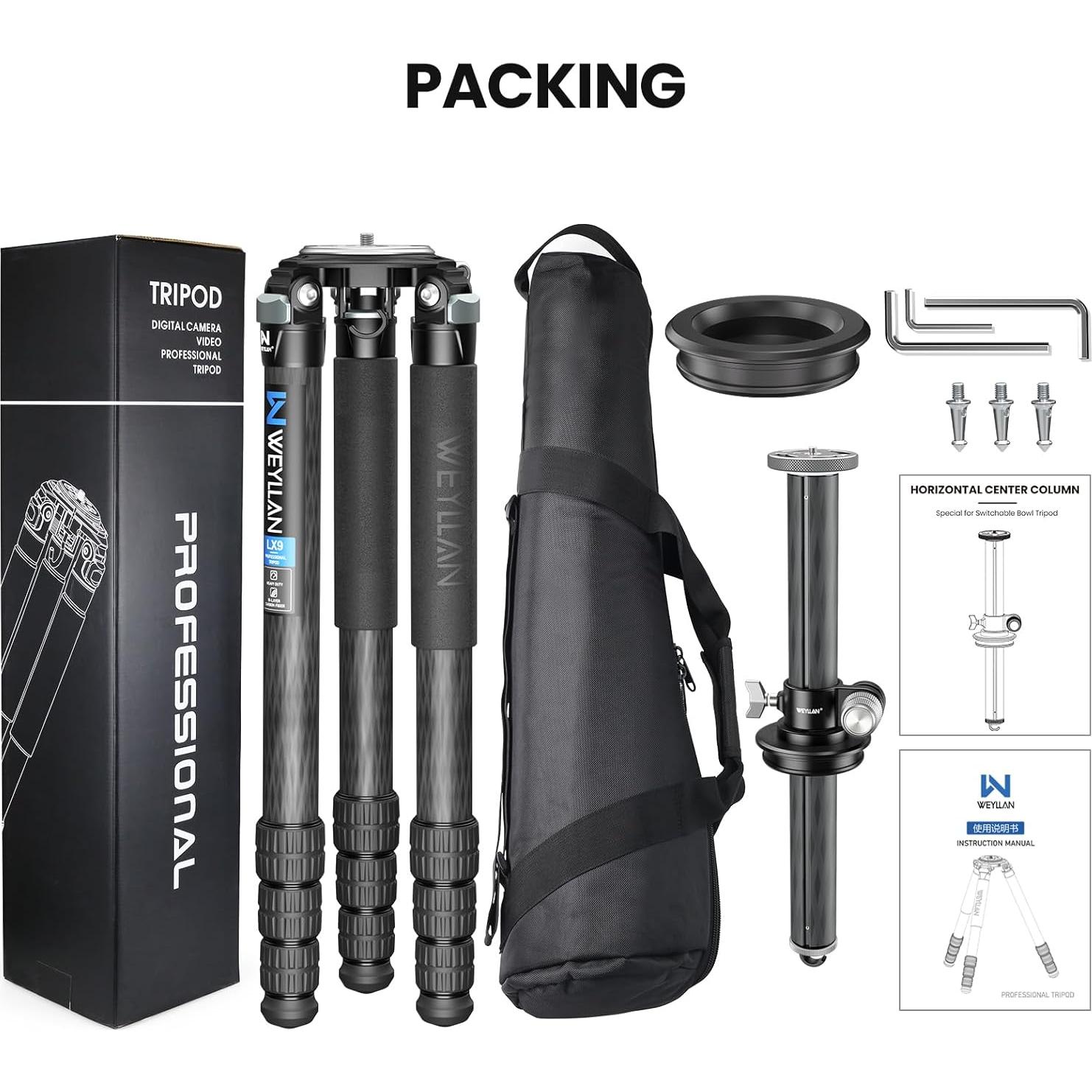 Trípode Horizontal WEYLLAN LX9 de Fibra de Carbono 40kg