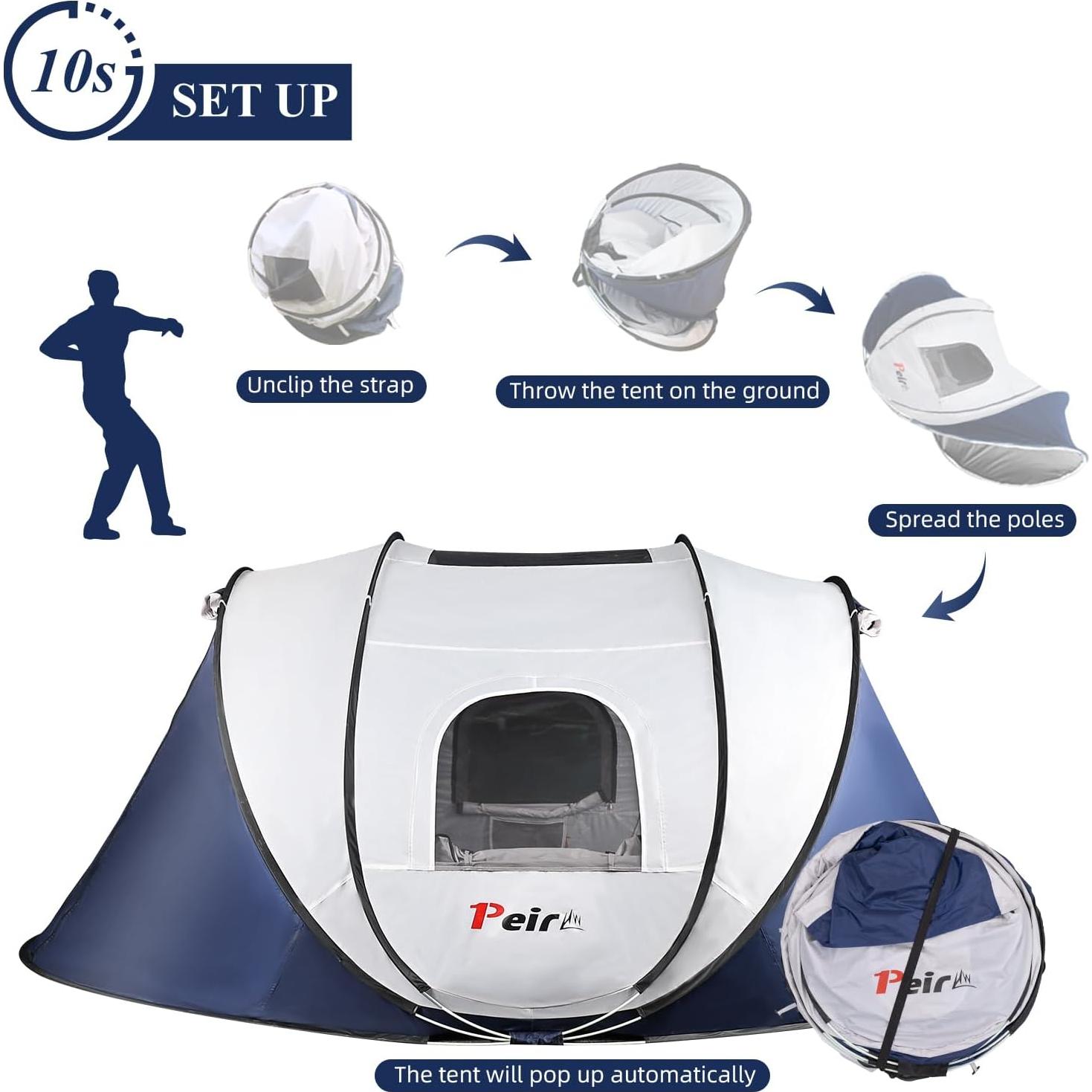 Carpa Pop Up Peirhw para 2-4 Personas, Impermeable y Rápido Montaje