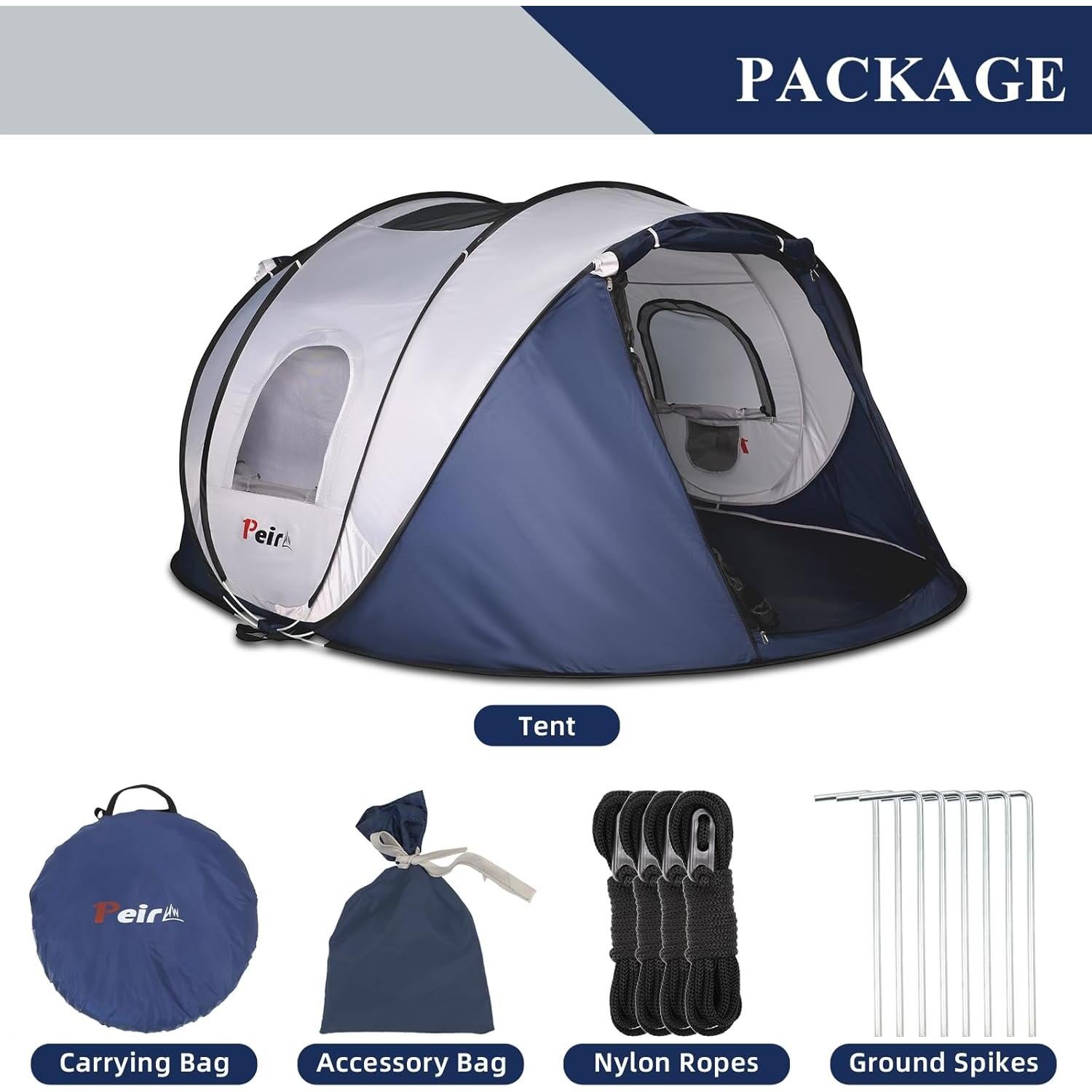 Carpa Pop Up Peirhw para 2-4 Personas, Impermeable y Rápido Montaje