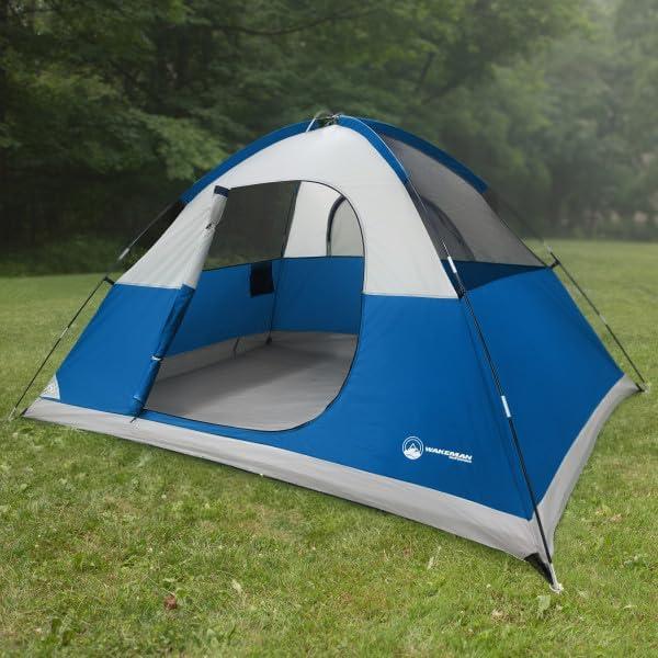 Carpa de Camping Wakeman 4 Personas Azul Impermeable