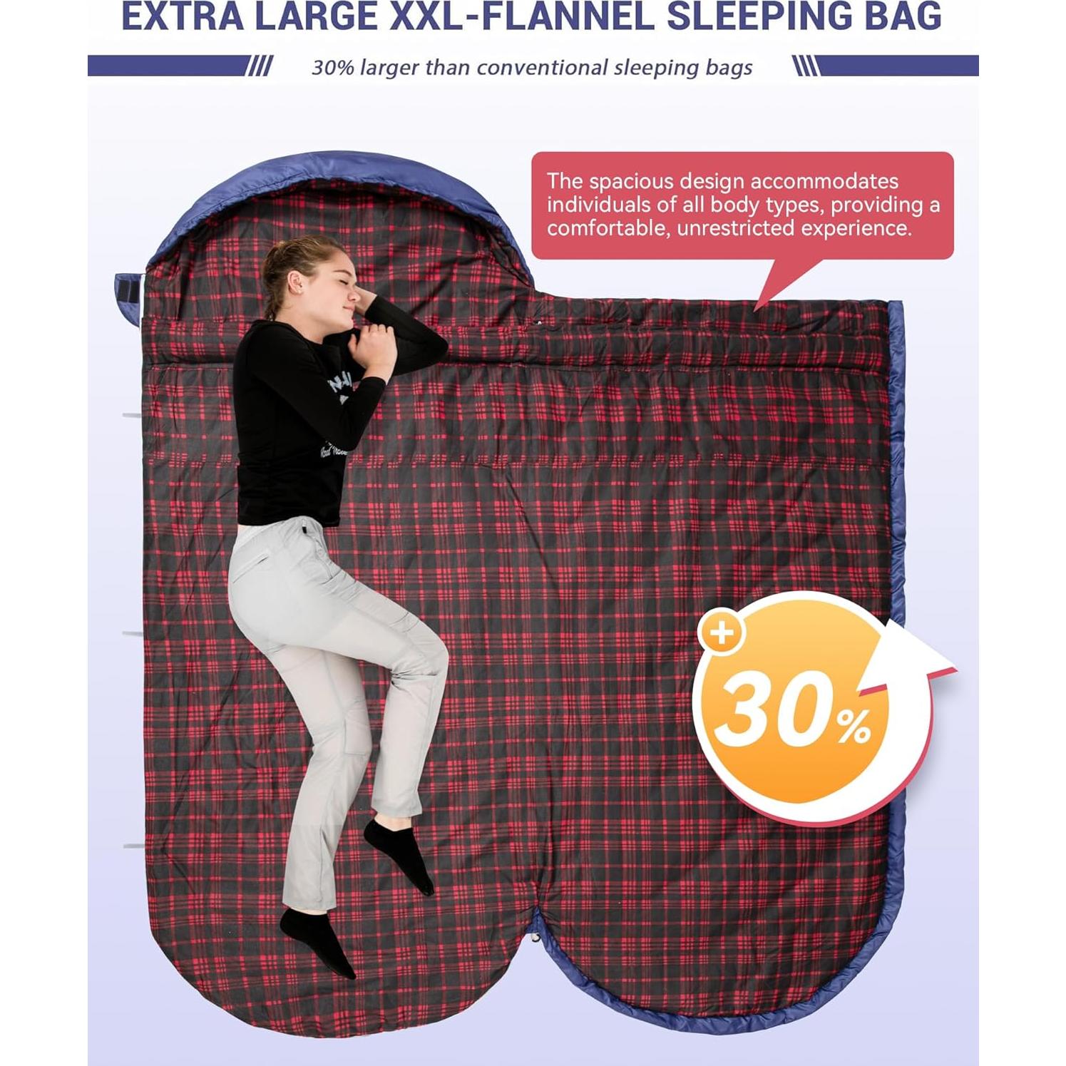 Saco de dormir KingCamp XL impermeable para clima frío y cálido