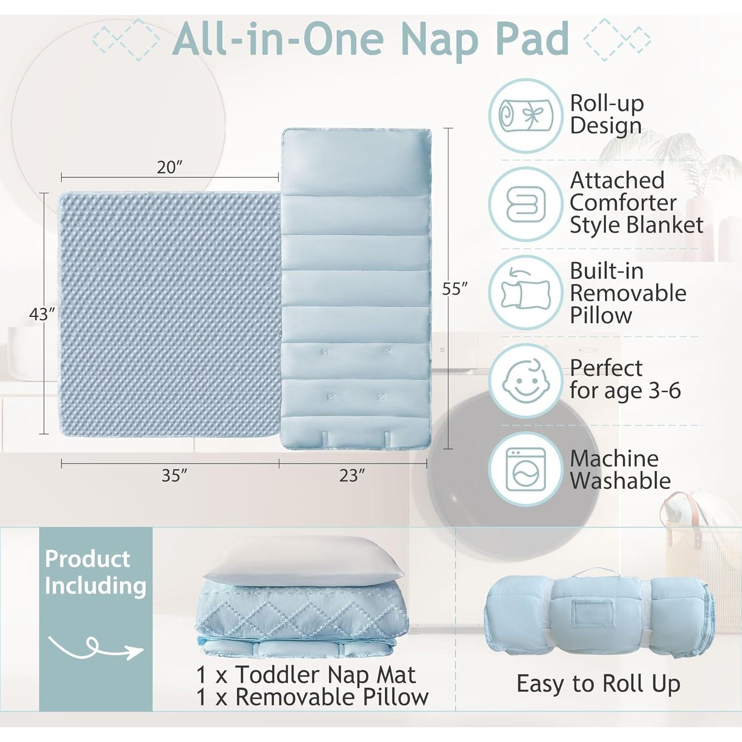 Mats de Siesta VIVILINEN Azul 140x58 cm con Almohada