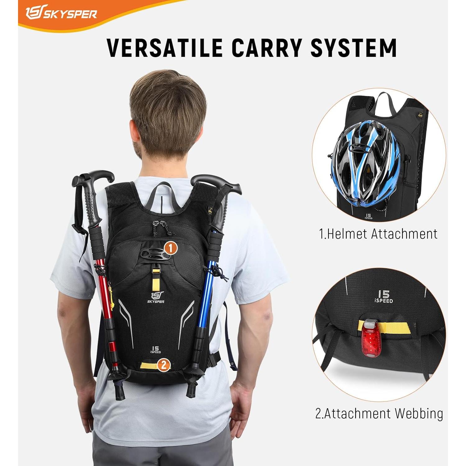 Mochila de Senderismo SKYSPER ISPEED 15L Unisex Negra