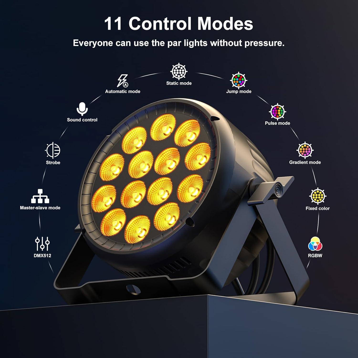 Luz Par LED RGBW 14X18W DMX512 para Escenario y Eventos