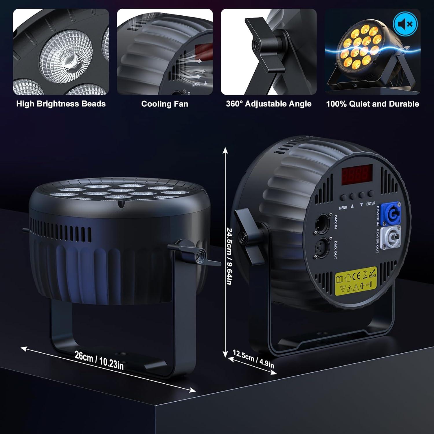 Luz Par LED RGBW 14X18W DMX512 para Escenario y Eventos