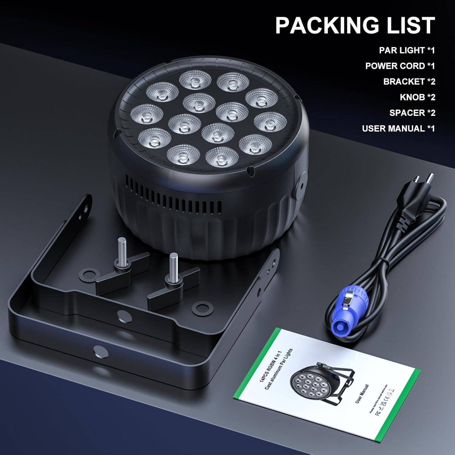 Luz Par LED RGBW 14X18W DMX512 para Escenario y Eventos