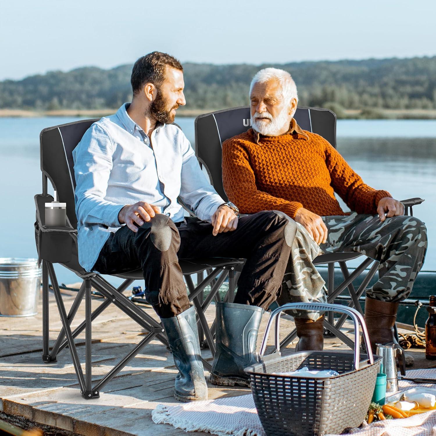 Silla de Camping Plegable Unisakey Negra - Soporta 204kg