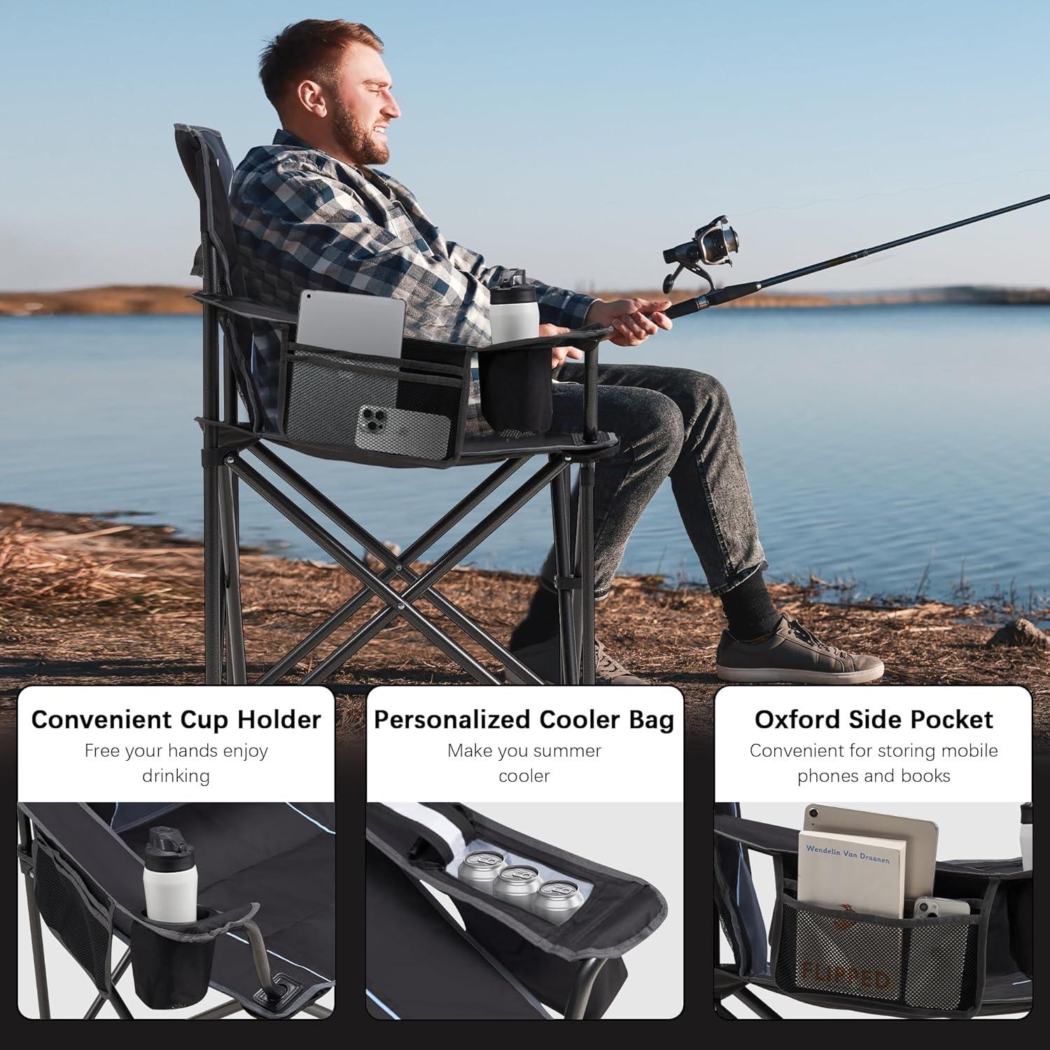 Silla de Camping Plegable Unisakey Negra - Soporta 204kg