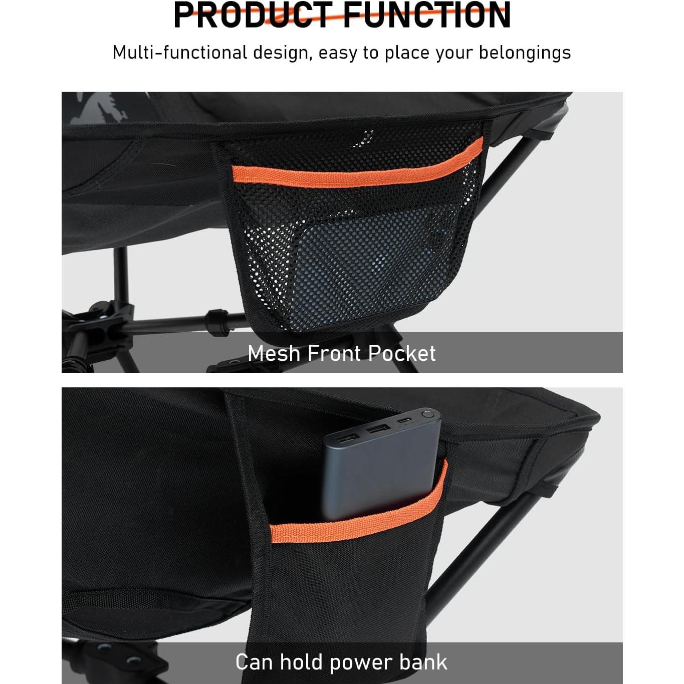 Silla de Camping Plegable NOVSIGHT con Respaldo Alto y Reposacabezas