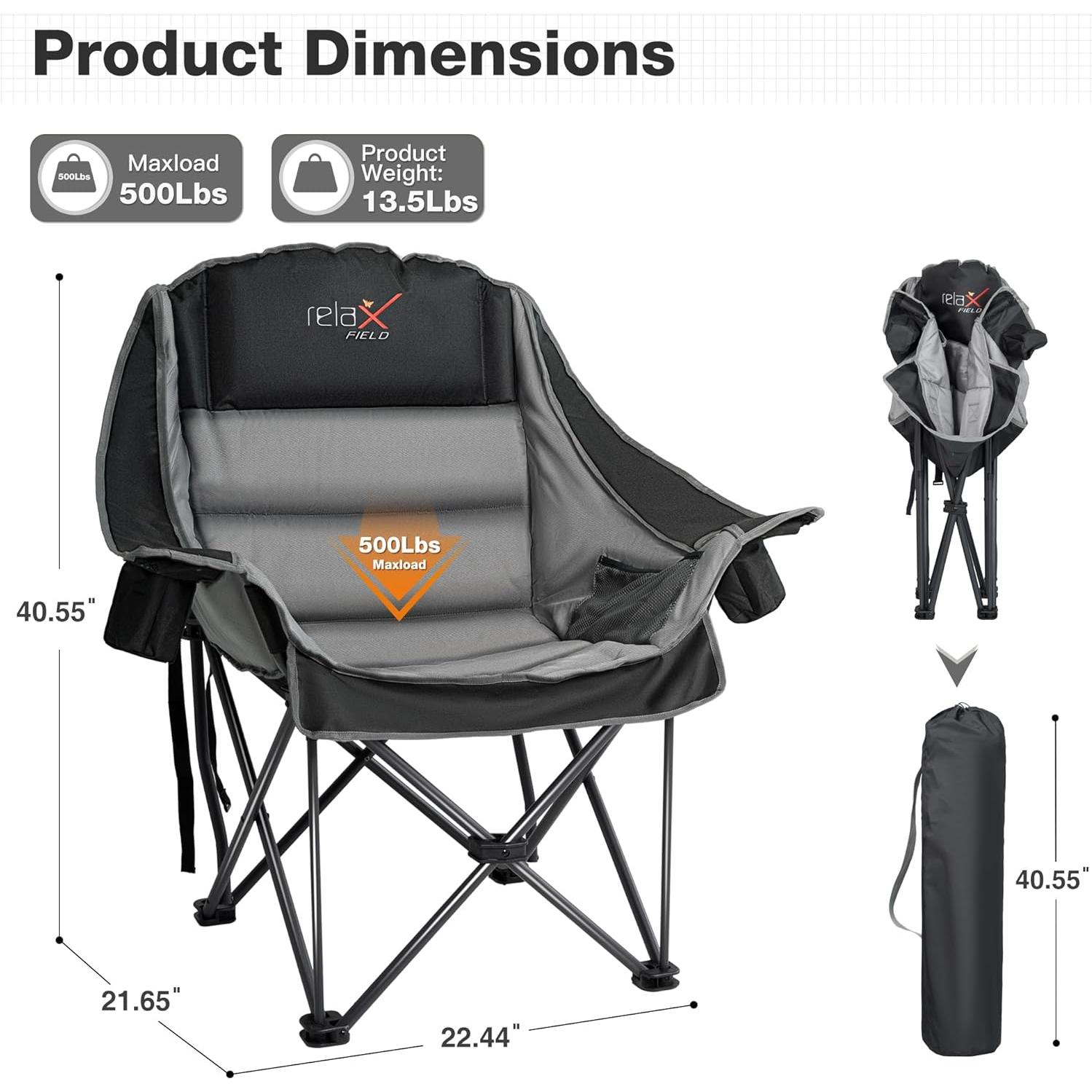 Silla de Camping Plegable RELAX FIELD Sobredimensionada 226kg