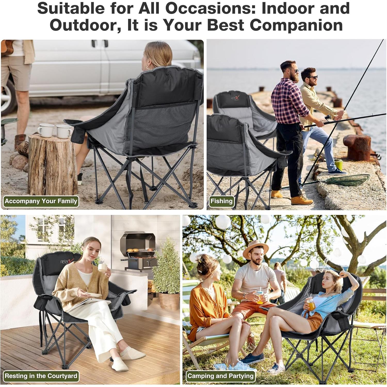 Silla de Camping Plegable RELAX FIELD Sobredimensionada 226kg