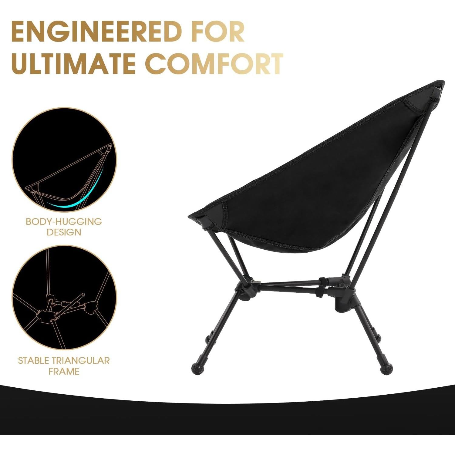 Silla de Camping Plegable MOON LENCE 150 kg Negra