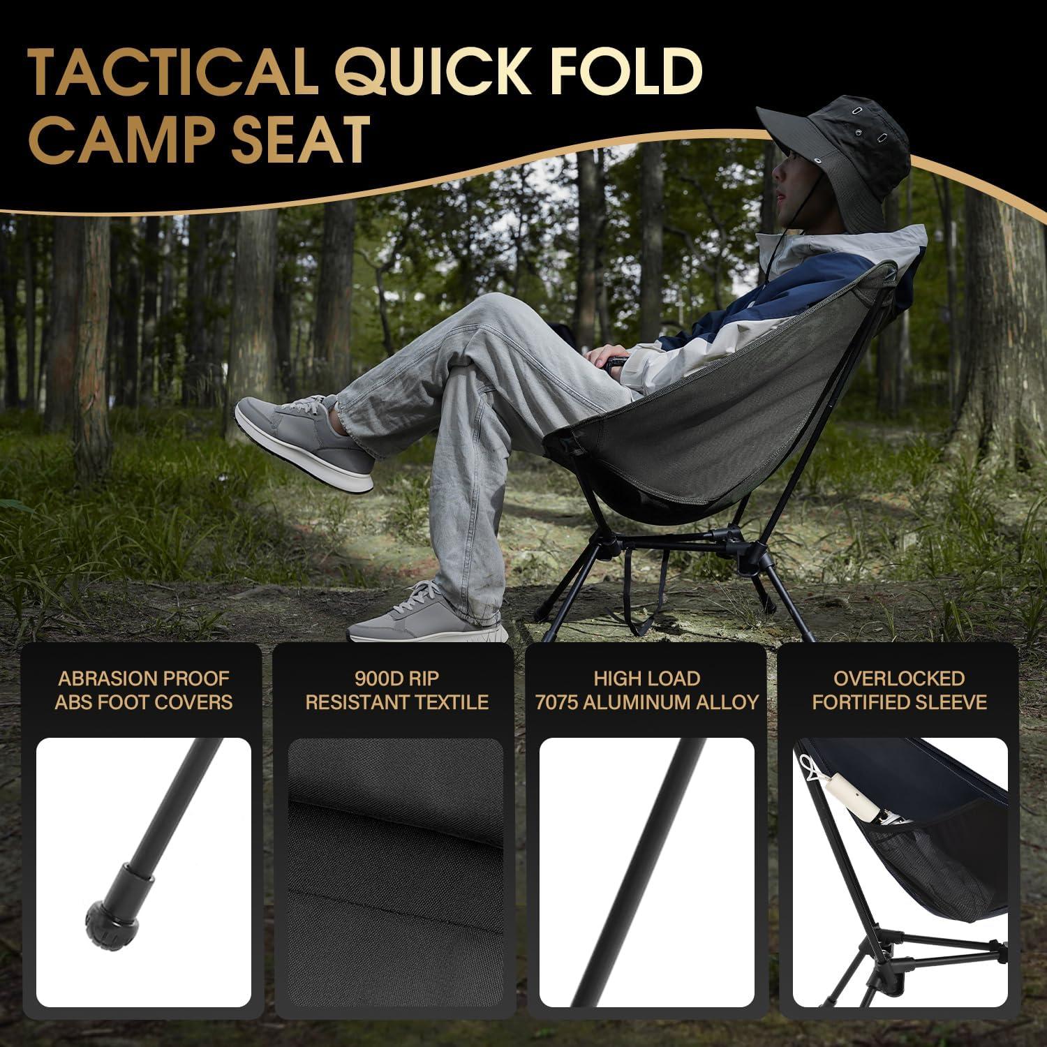 Silla de Camping Plegable MOON LENCE 150 kg Negra