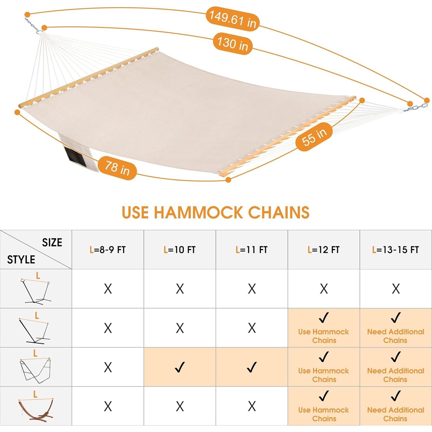 Hamaca Doble Lazy Daze 11 FT Beige Secado Rápido 204 kg