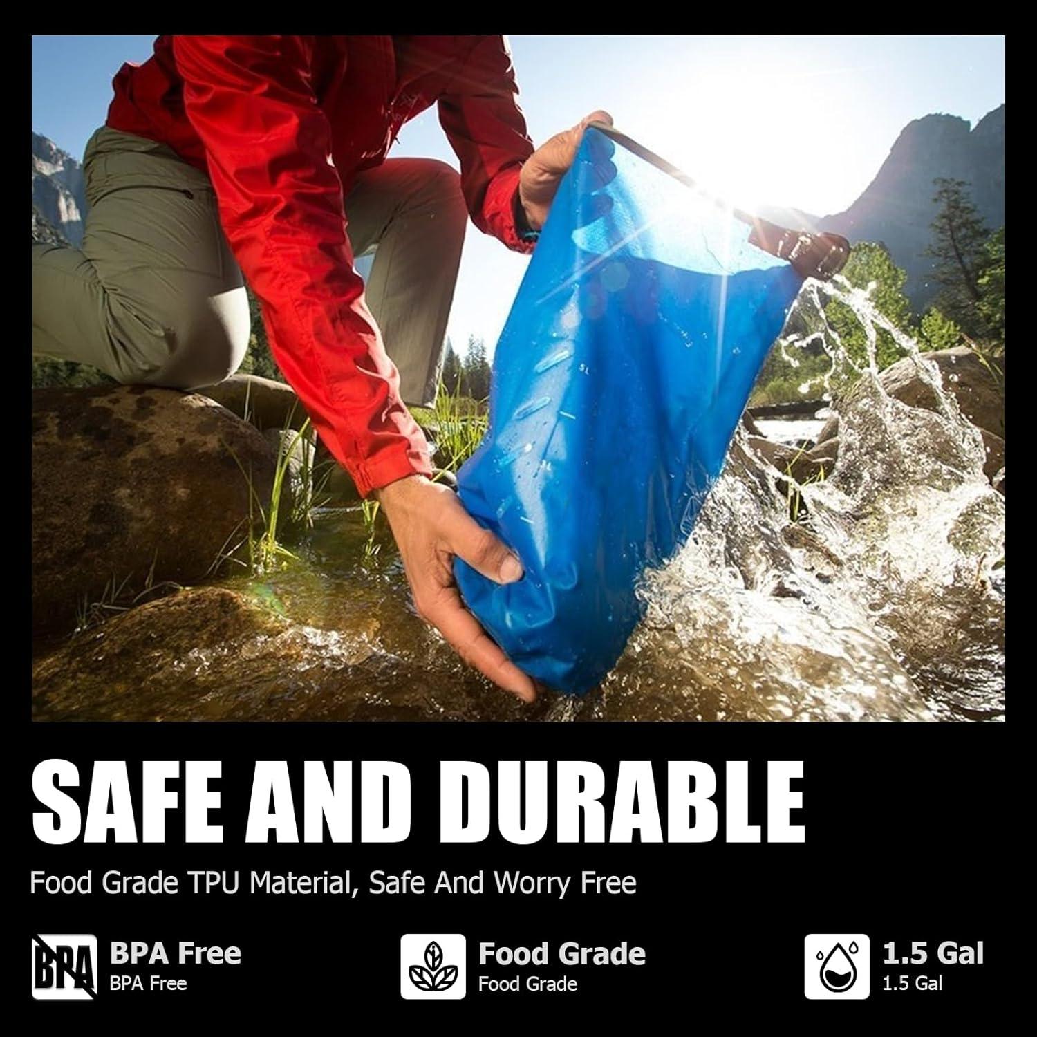 Filtro de Agua por Gravedad Ancable 5.68L para Camping Azul