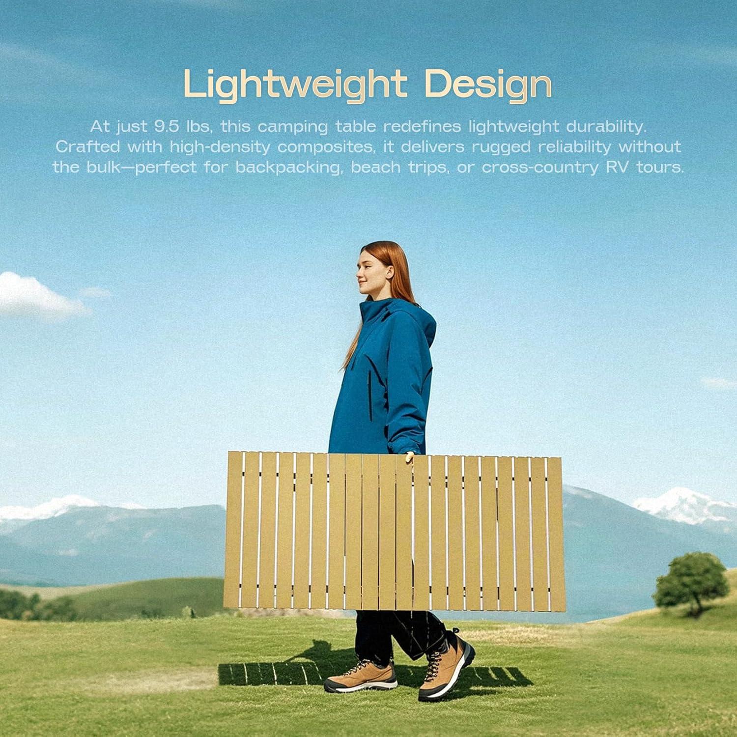 Mesa de Camping Plegable CIKOVE Beige Ajustable 119 cm