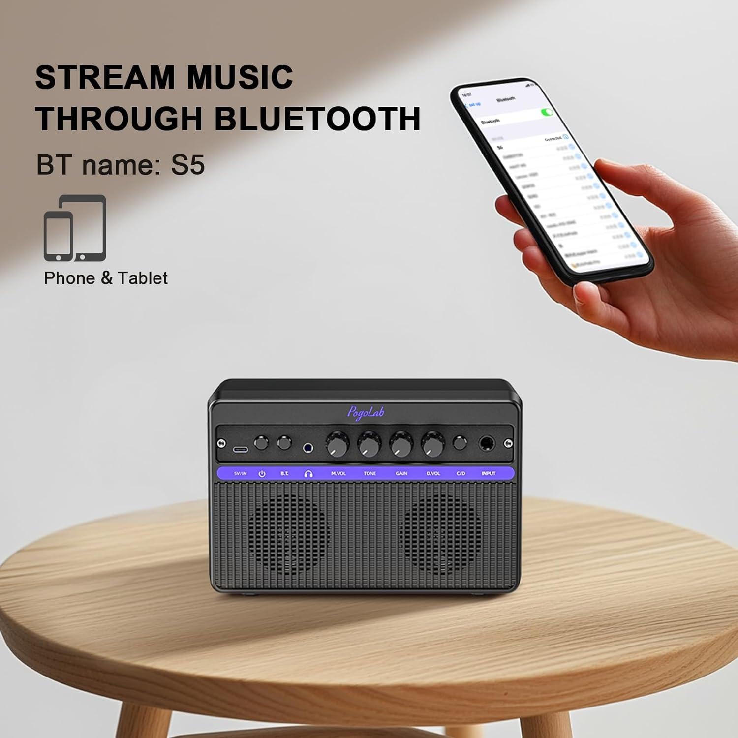 Amplificador de guitarra eléctrica PogoLab Mini 10W Bluetooth