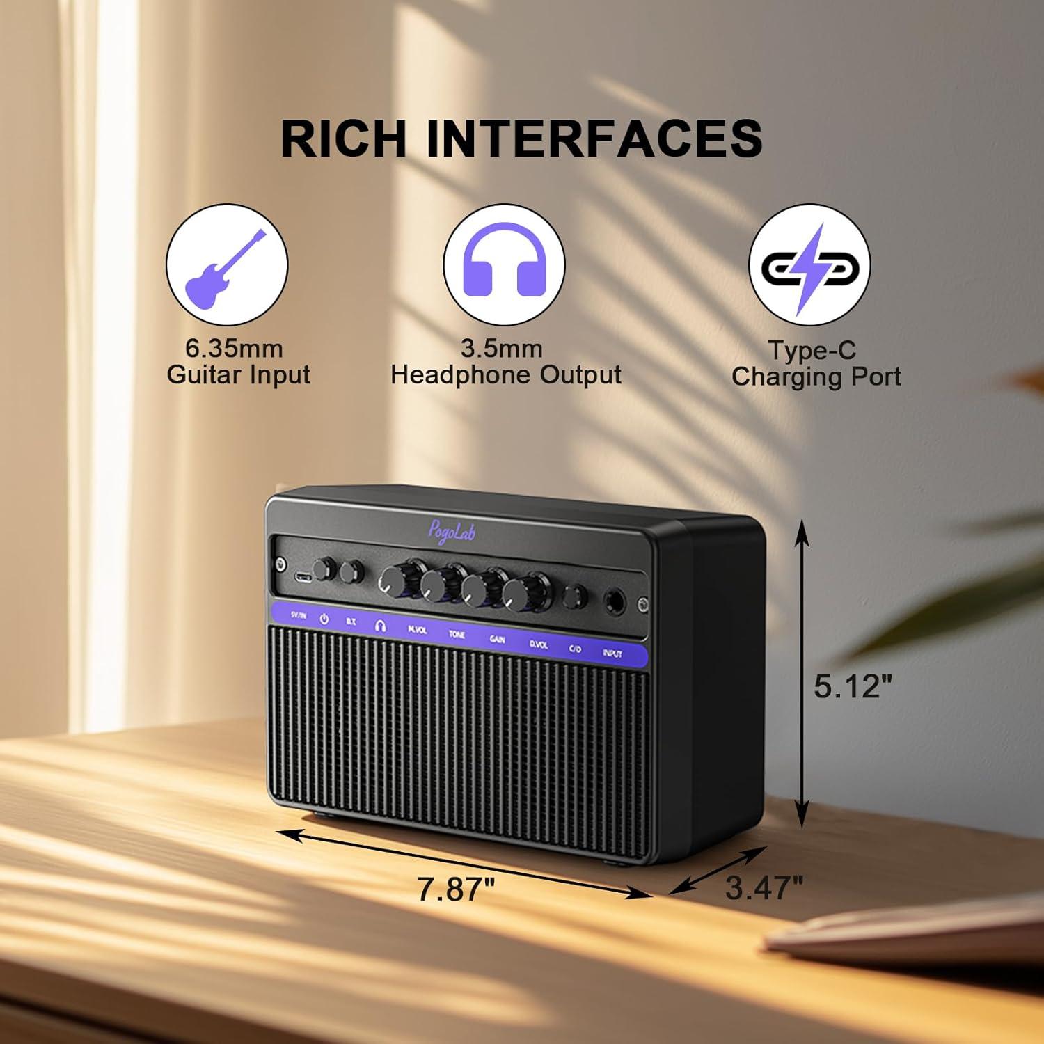 Amplificador de guitarra eléctrica PogoLab Mini 10W Bluetooth