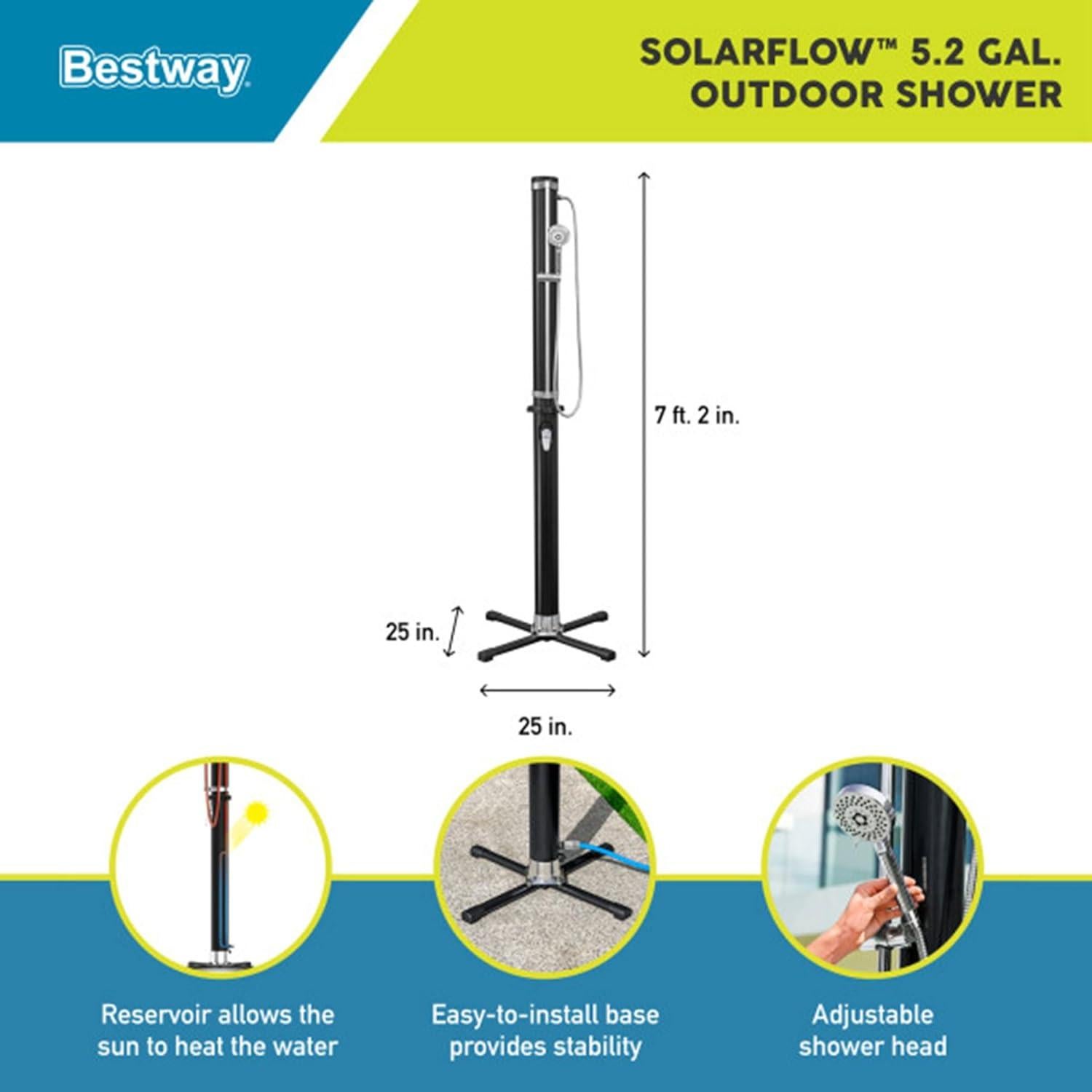Ducha Solar FlowClear Bestway 5.2 Galones Ajustable Negra
