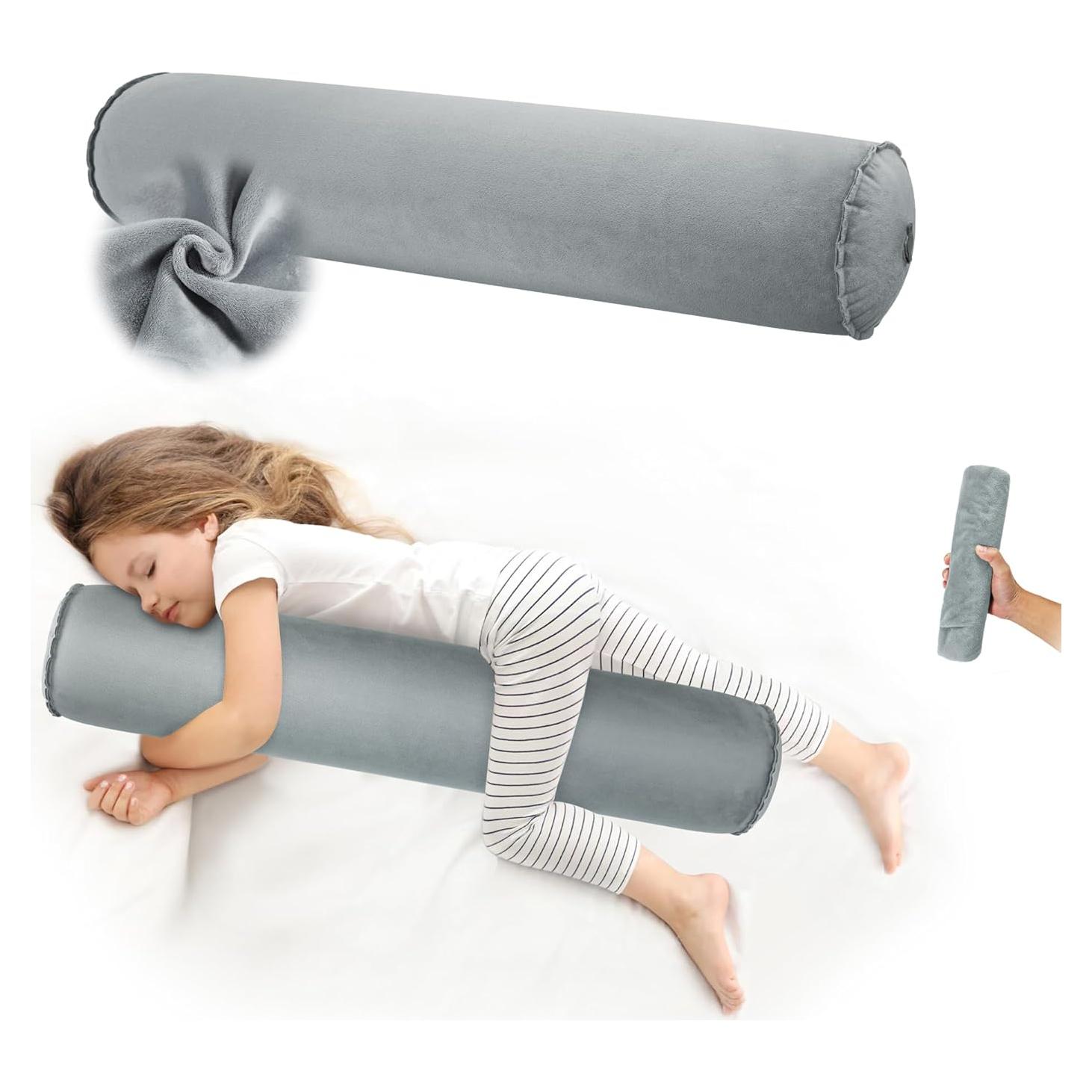 Almohada Inflable Cilíndrica EULANT 90x20 cm Gris para Dormir