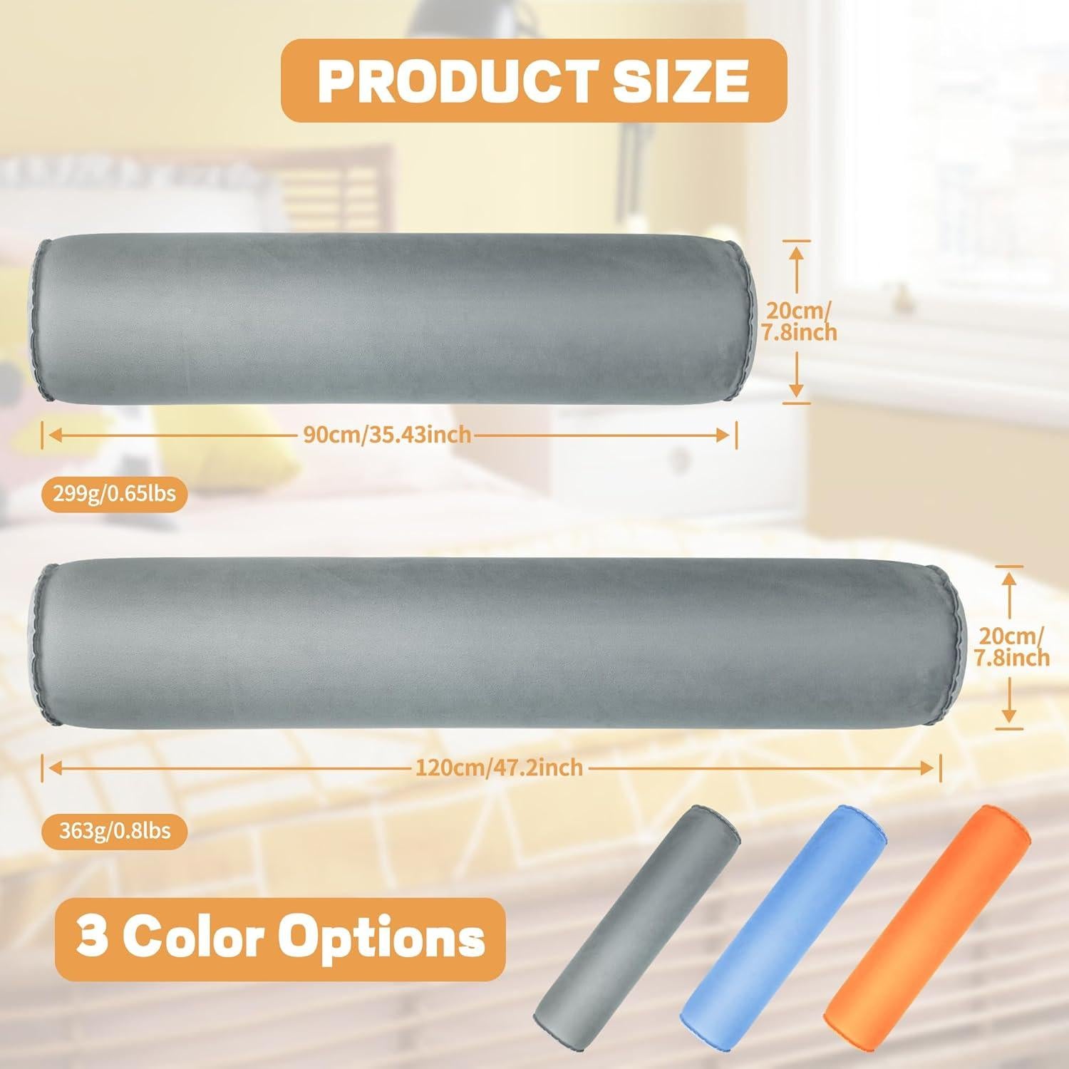 Almohada Inflable Cilíndrica EULANT 90x20 cm Gris para Dormir