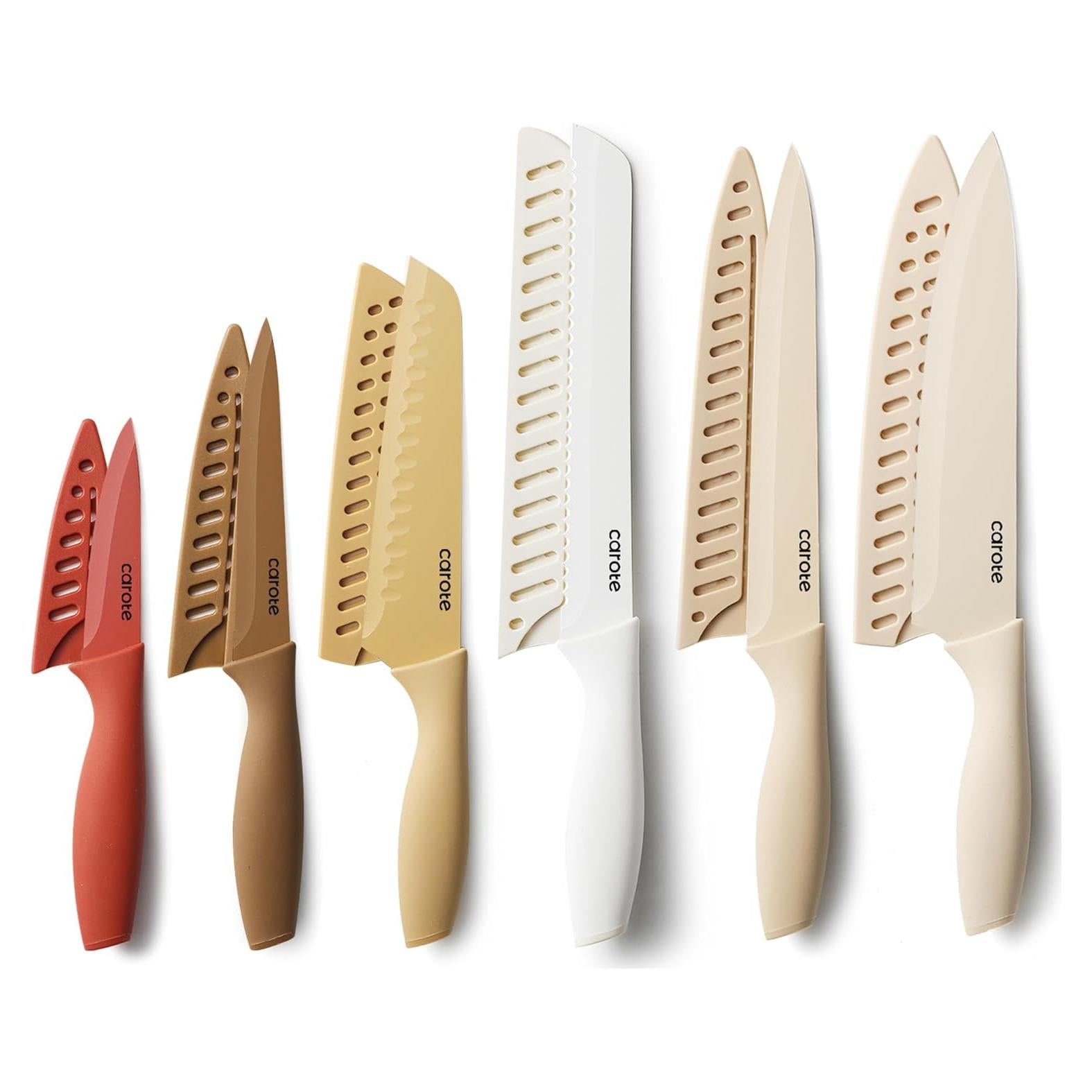 Juego de Cuchillos de Cocina 12 Piezas CAROTE Acero Inoxidable