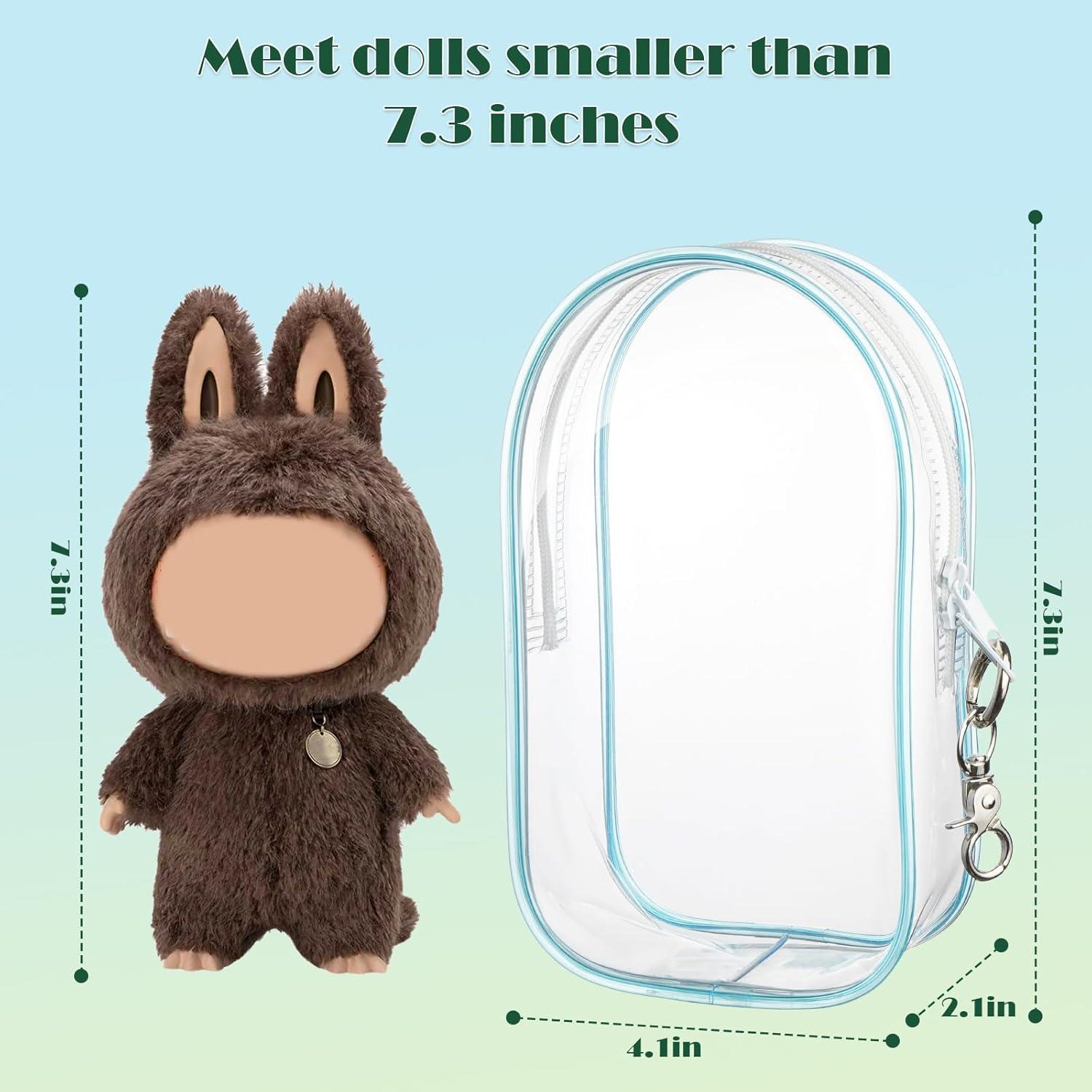 2 Bolsas de Exhibición Clara para Muñecas LABUBU 20.3x10.2cm