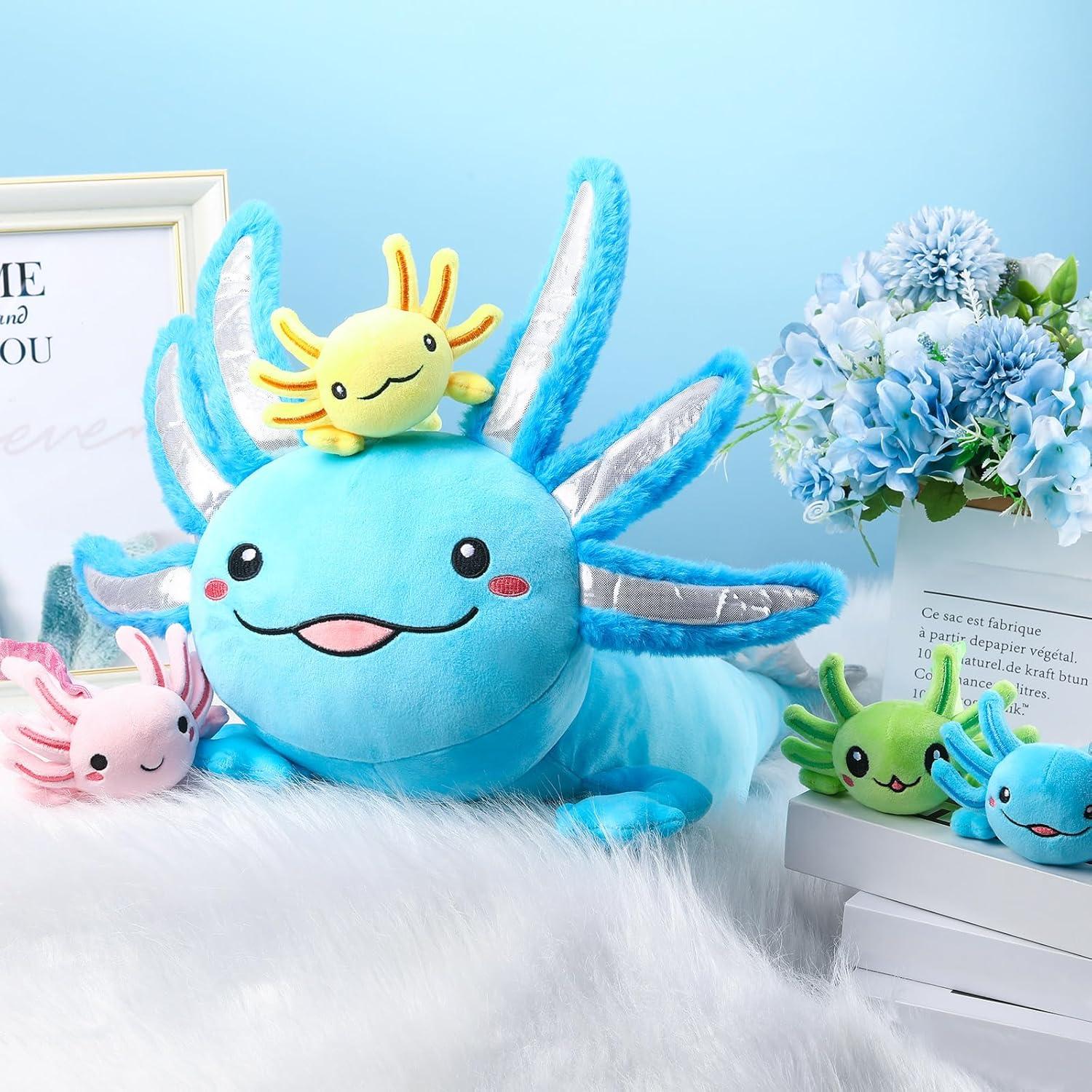 Conjunto de Peluches Axolotl Aoriher 5 Piezas 60 cm Azul