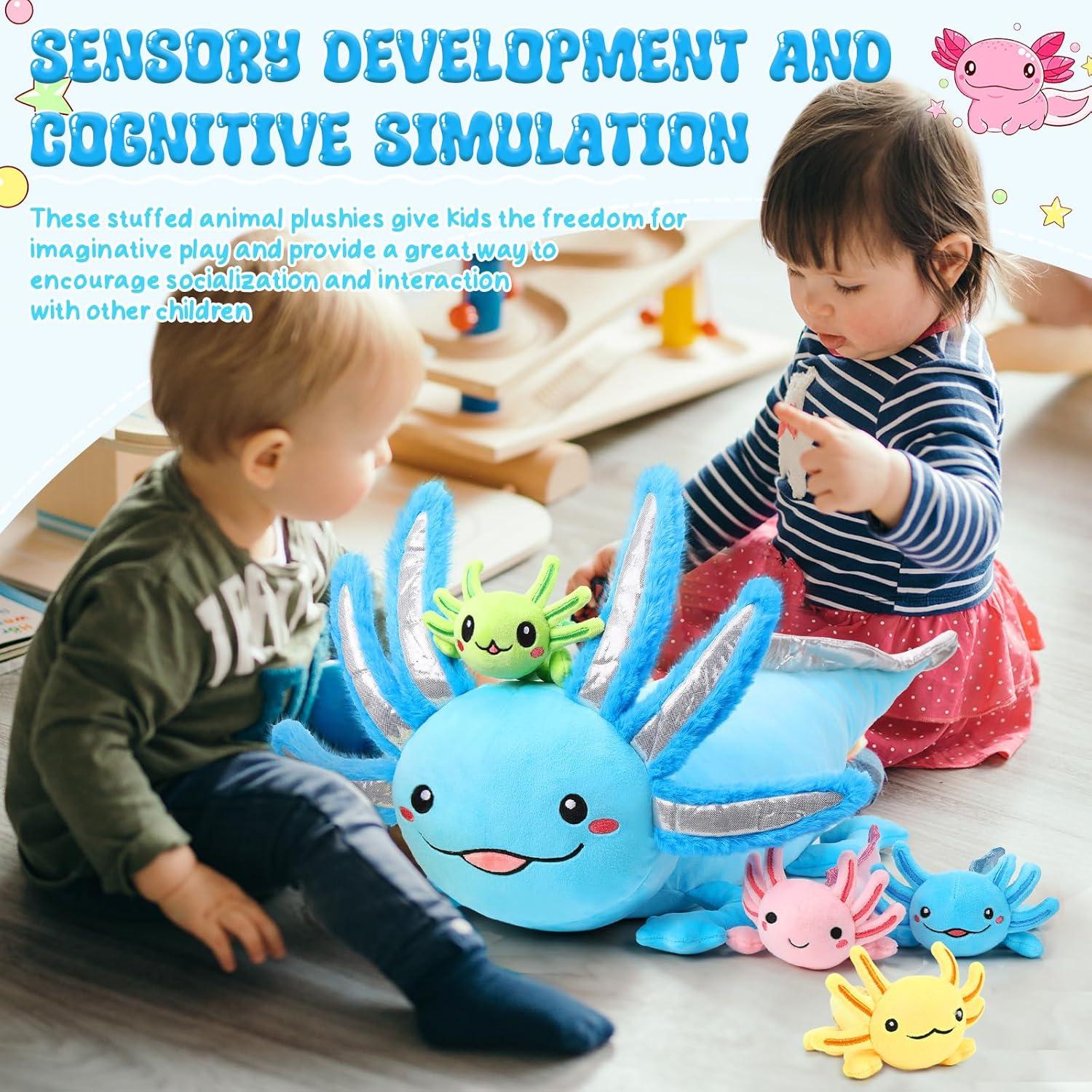 Conjunto de Peluches Axolotl Aoriher 5 Piezas 60 cm Azul